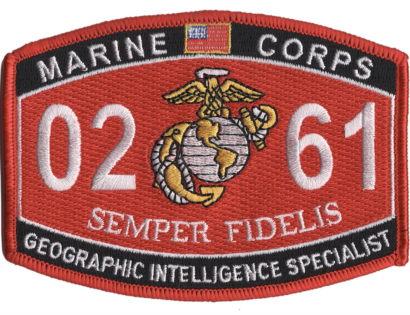 4.5" MARINE CORPS MOS 0261 GEOGRAPHIC INTELLIGENCE SPECLIAST EMBROIDERED PATCH