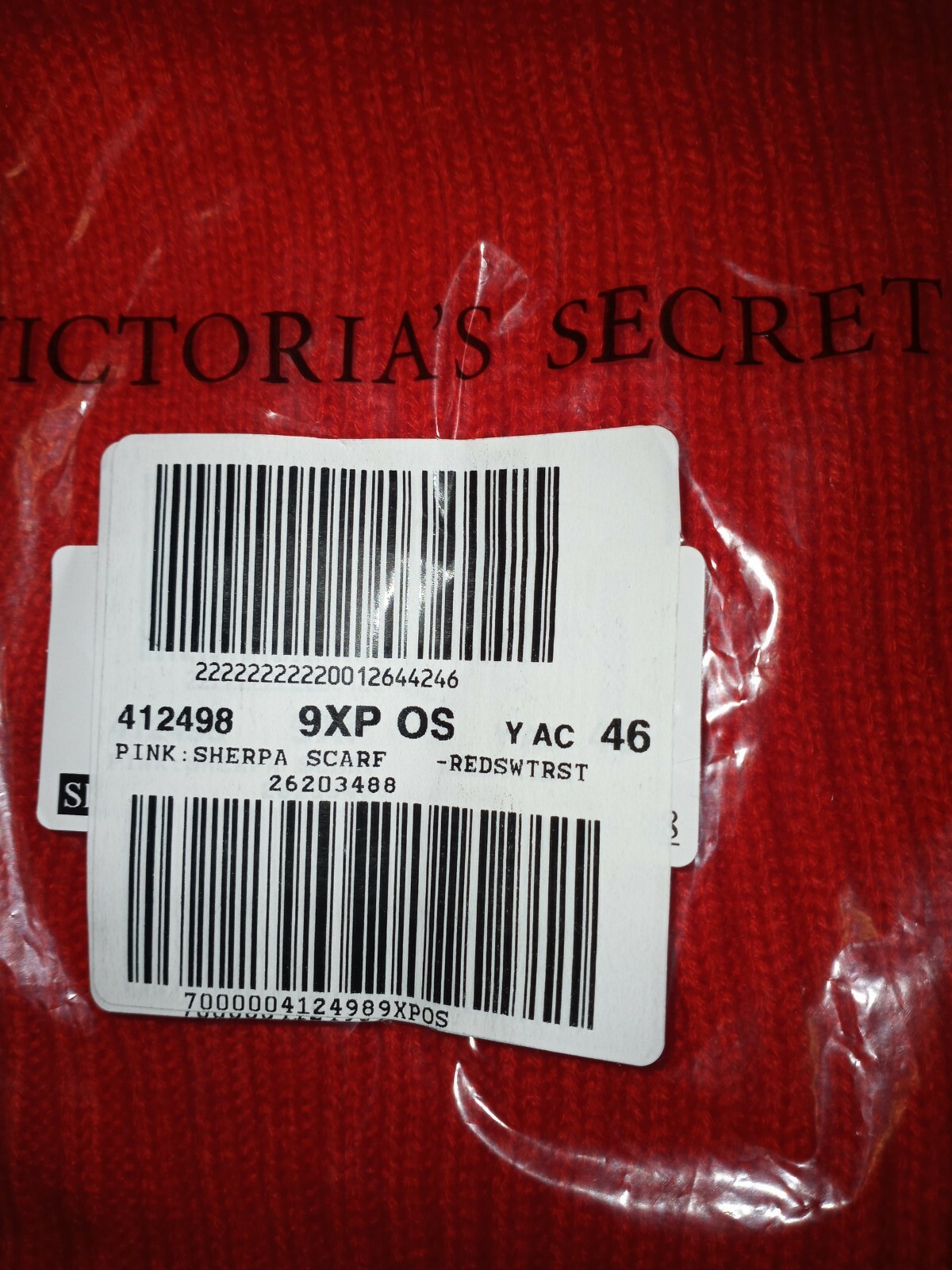 Vs pink ribbed knit sherpa lined Infinity Scarf OS new red