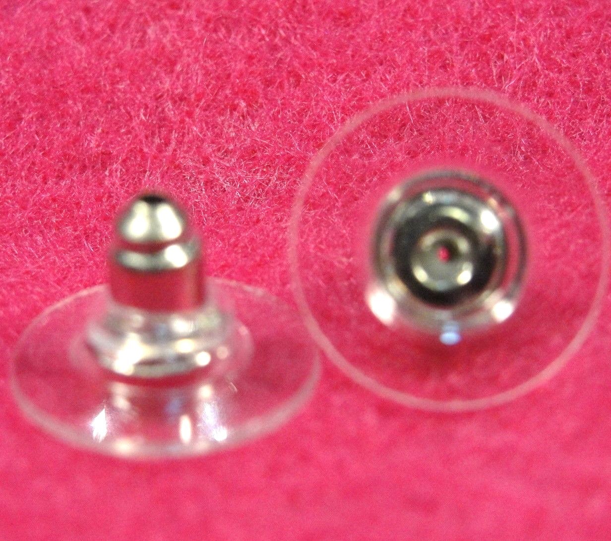 50Pcs. Earring Backs Platinum Acorn Ear Nuts w/ Clear Shield EB02
