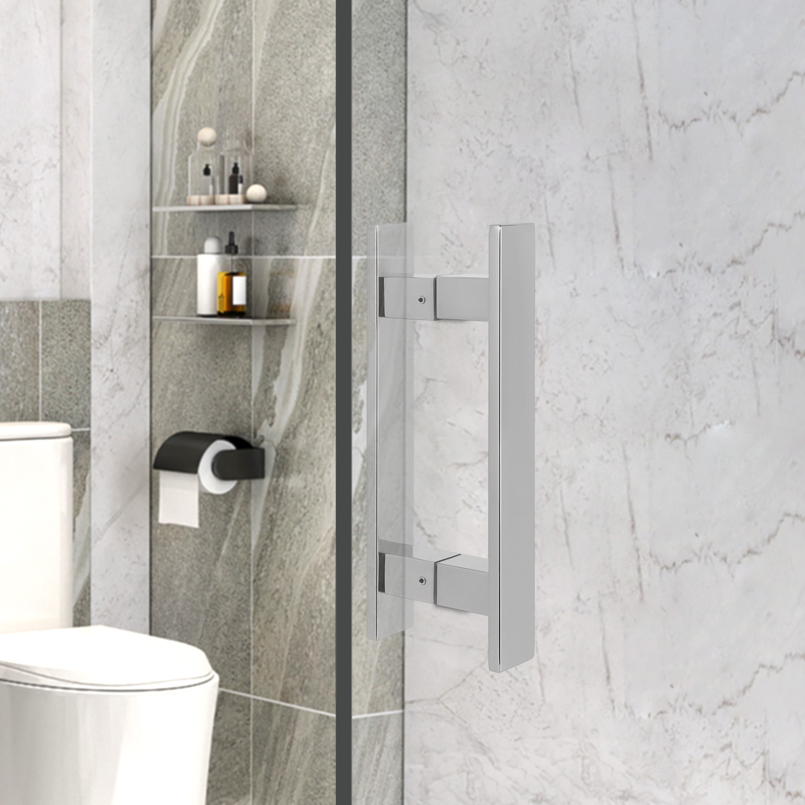 Silver Stainless Steel Pull Handles H-shaped Door Pull Handle For Glass Door