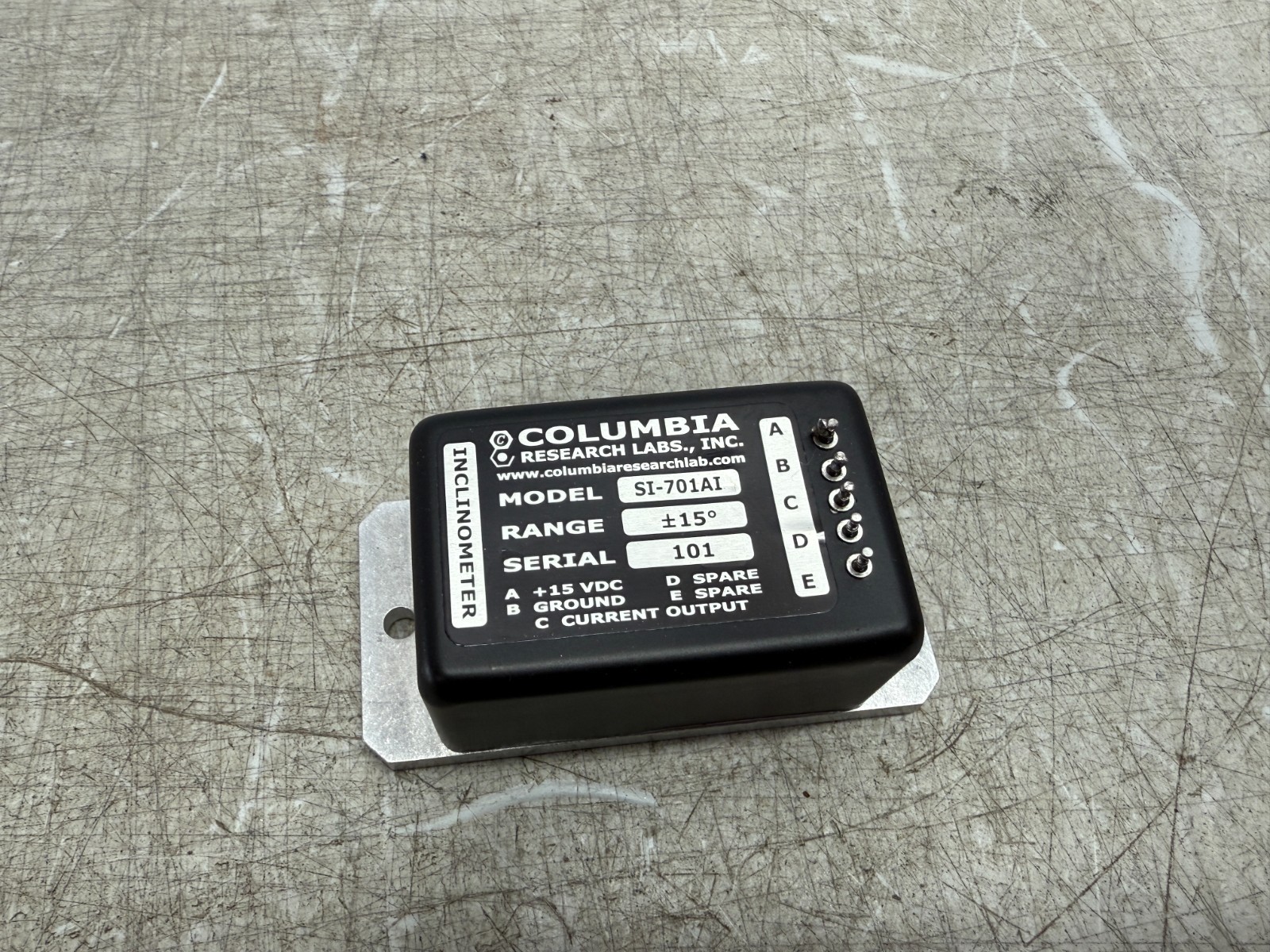Columbia Research Lab SI-701AI Force Balance Inclinometer Sensor +/- 15deg 15Vdc