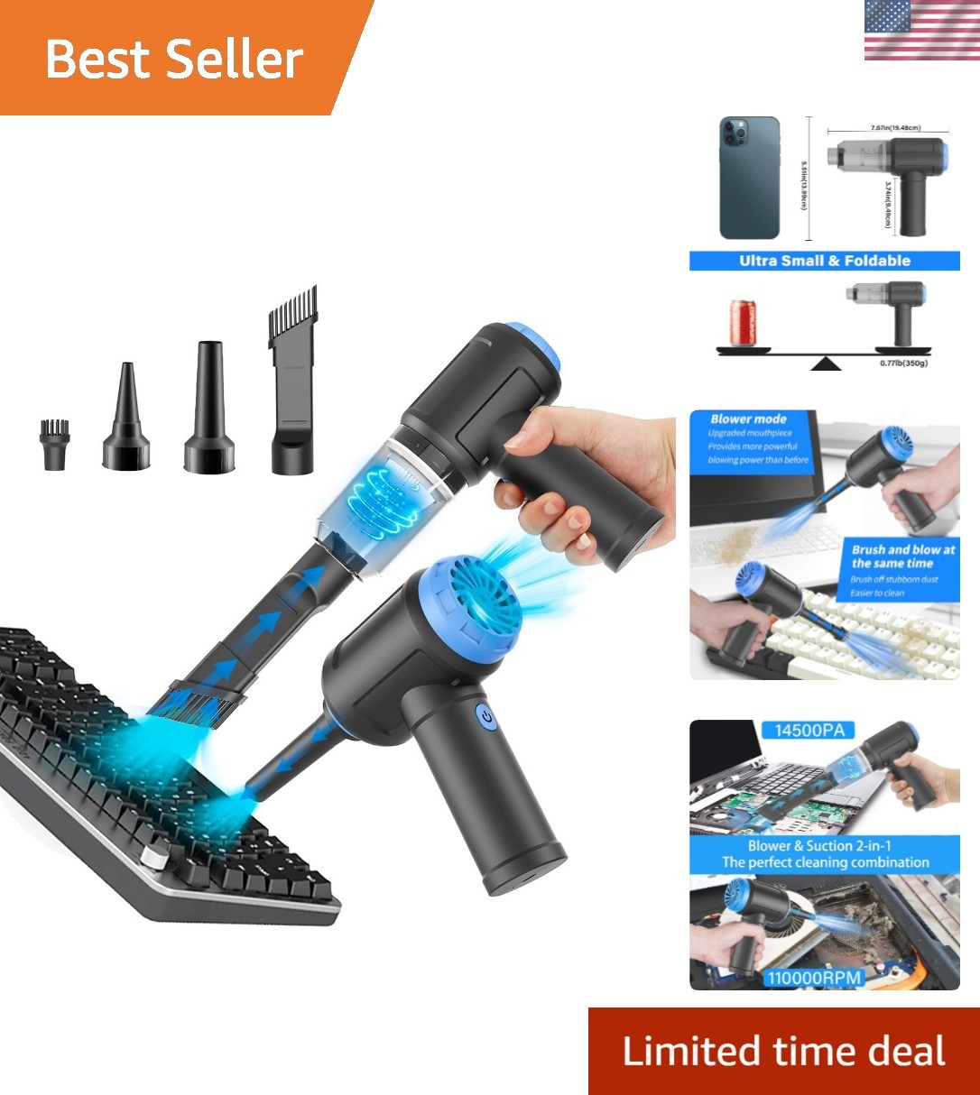 Powerful Cordless Vacuum Cleaner with HEPA Filter - Ideal for Keyboard Dusting