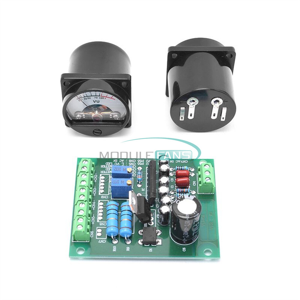 2PCS VU Meter + 1PC Driver Board DB Meter Sound Level Tester Warm Backlit 9-12V