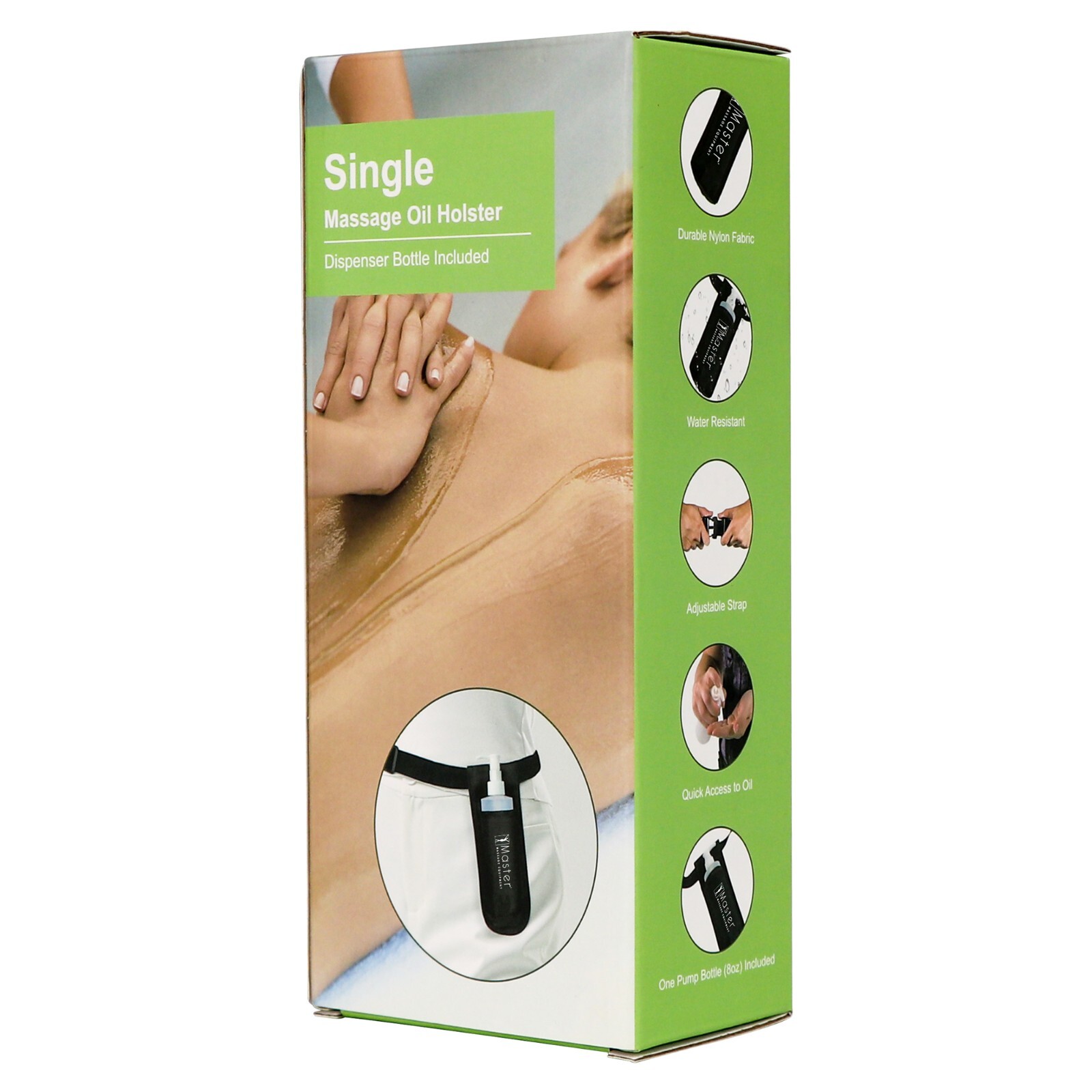 Master Massage Single Bottle Massage Oil Holster Includes One 8oz Refill Bottle