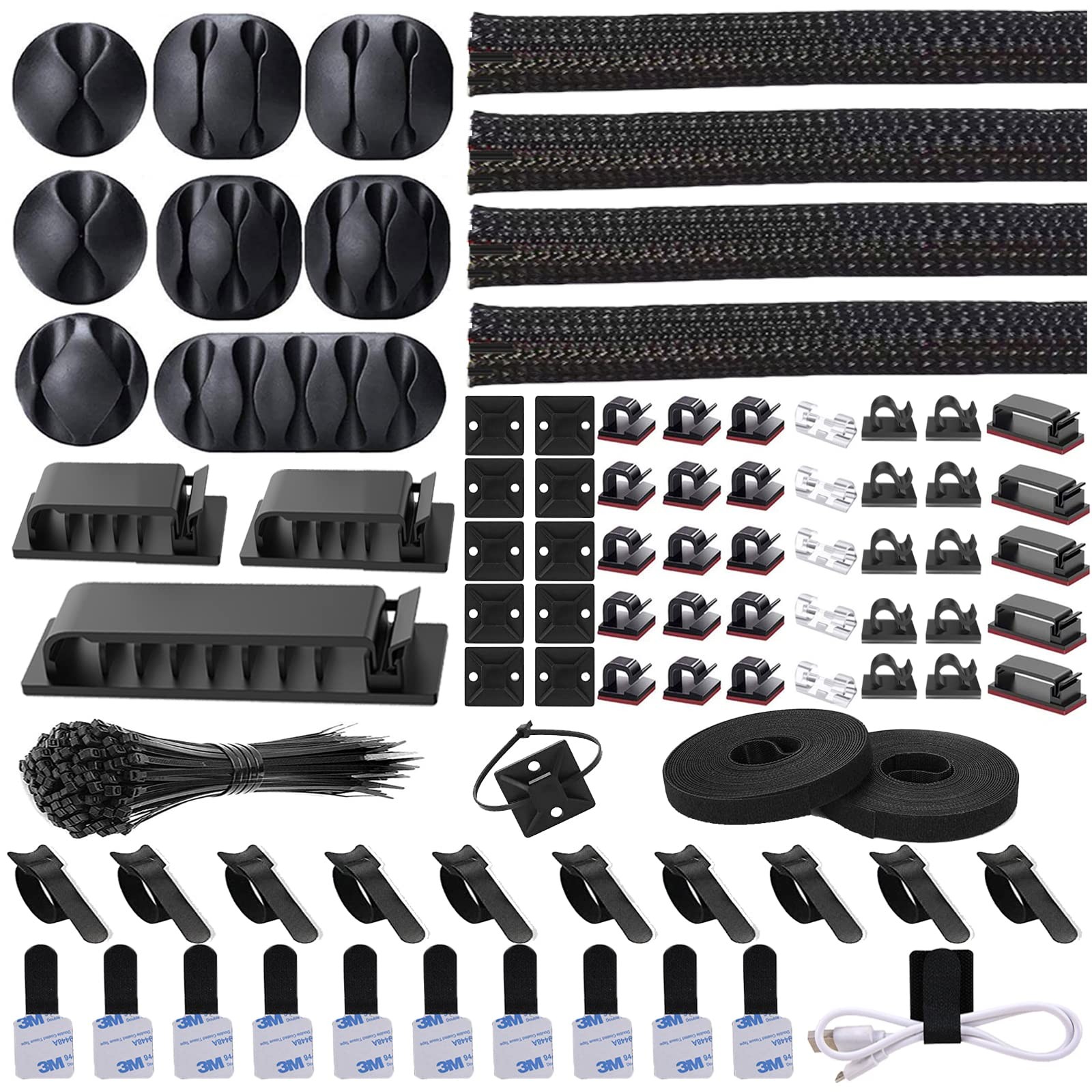 N NOROCME 192 PCS Cable Management Kit 4 Wire Organizer 192 PCS, Black