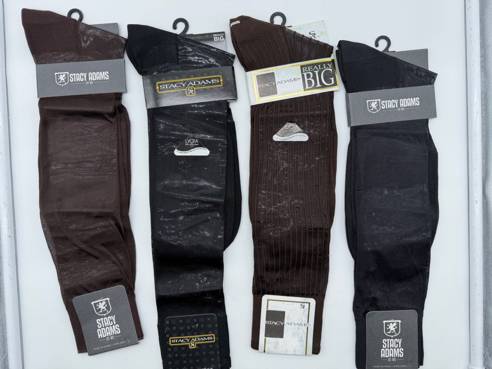 NEW ONE PAIR STACY ADAMS MENS SILKY  NYLON CREW DRESS  SOCKS SHOE XLARGE