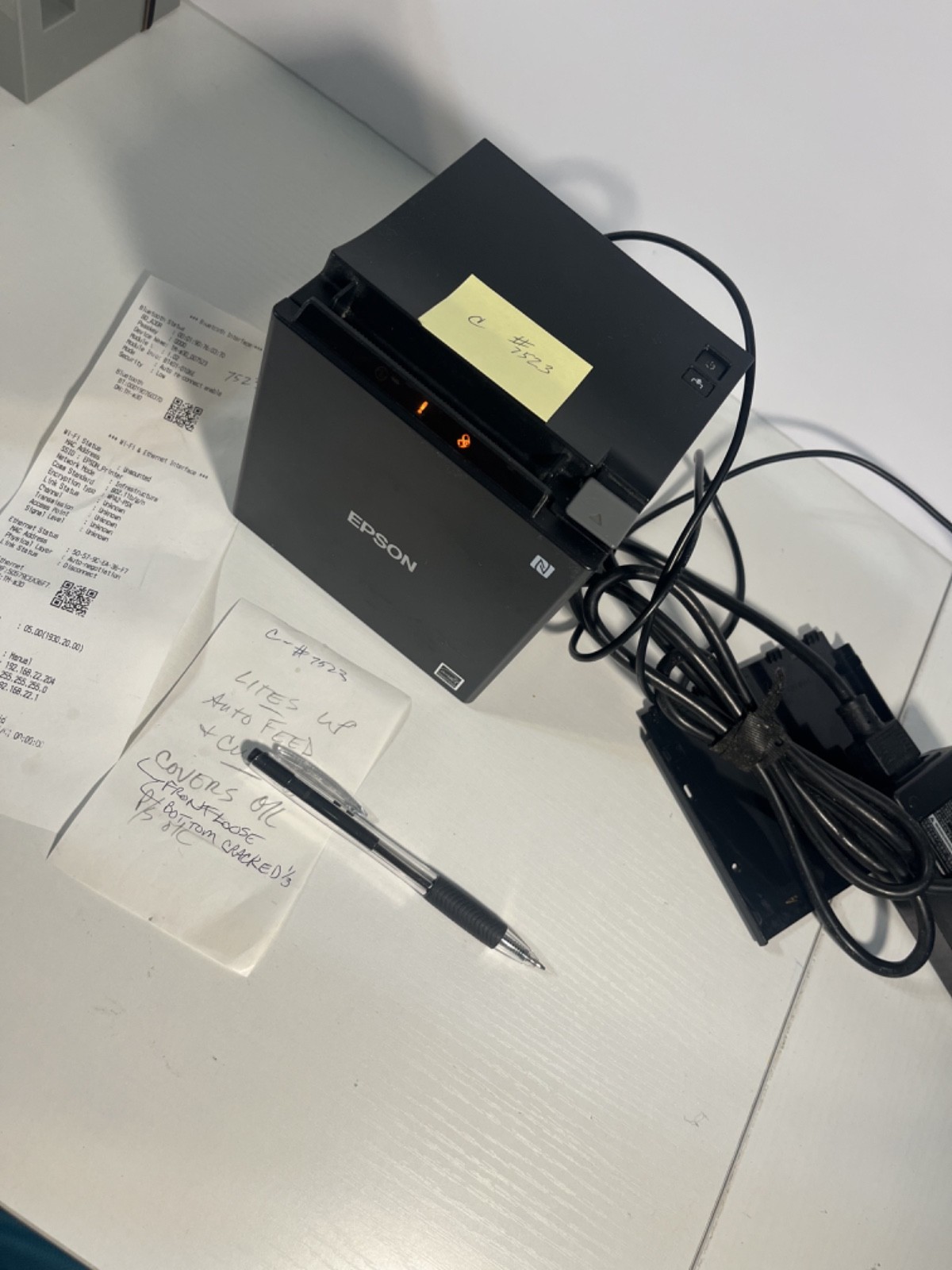 EPSON TMm30ii BLUETOOTH Printer + Power Supply ~TESTED #c7523 $5s/h