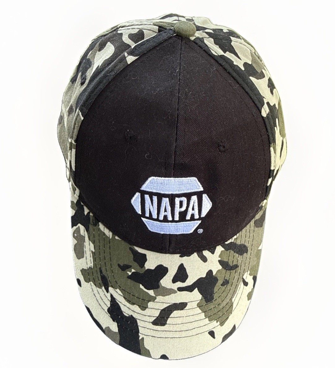 NAPA White letters & Logo on Black Fabric Camouflage Hat Cap Napa Brand Cotton