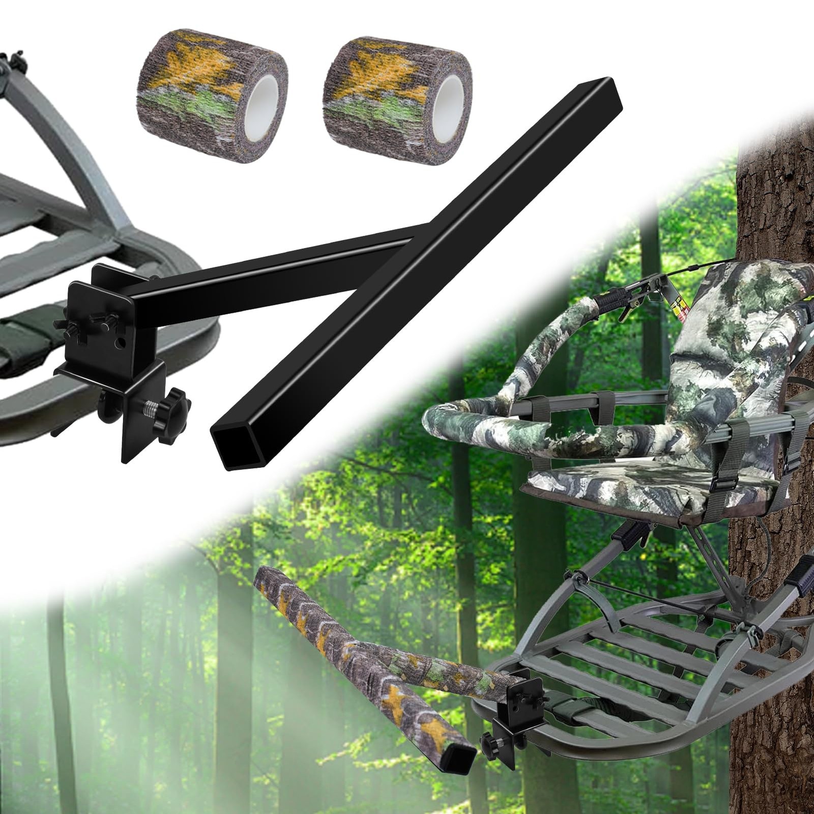 Mofuiry Metal Treestands Footrest Kits, Adjustable Angle Hunting black
