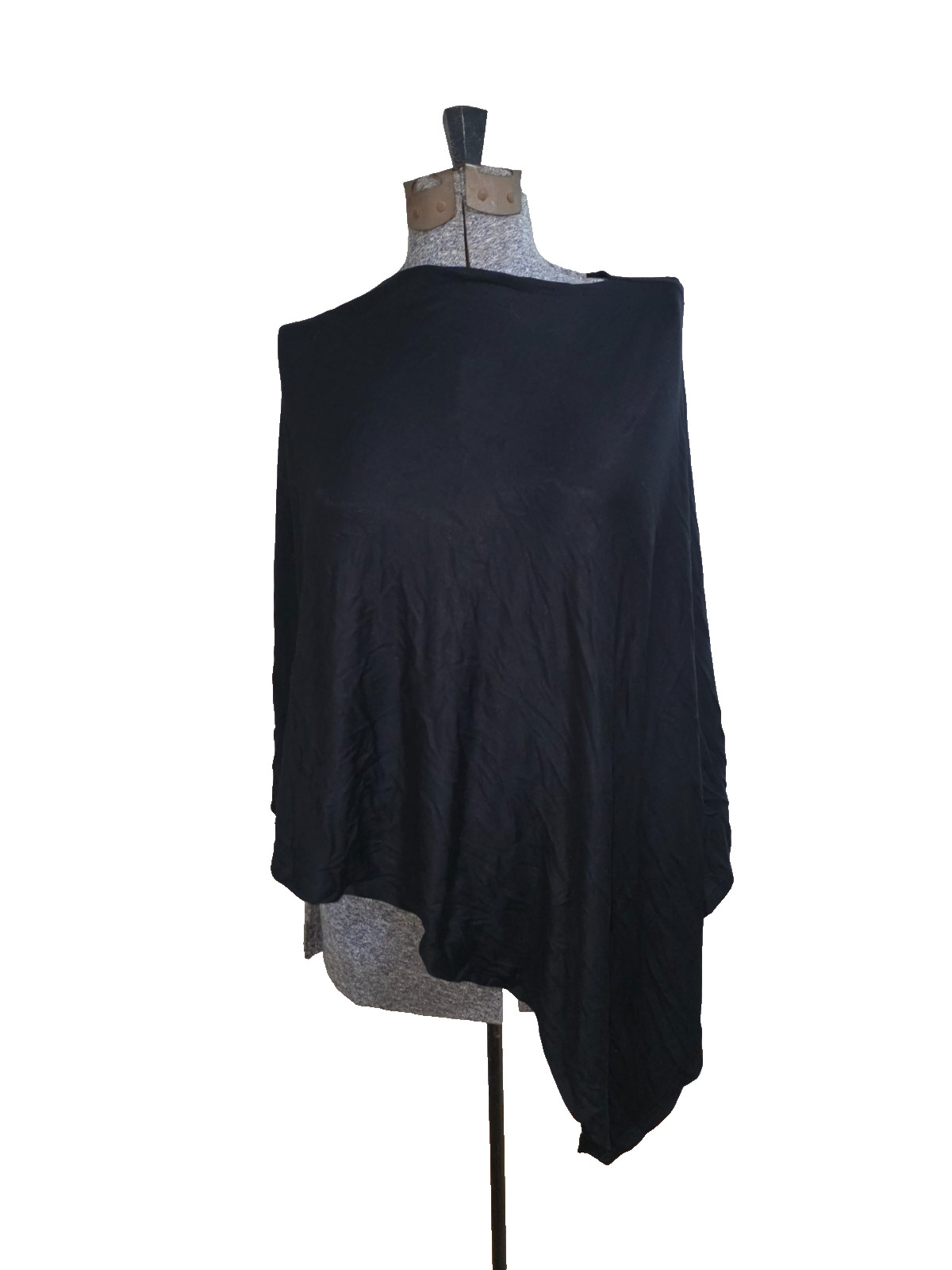 NWT C&C California Asymmetrical Poncho Scarf Women's One Size Black Rayon