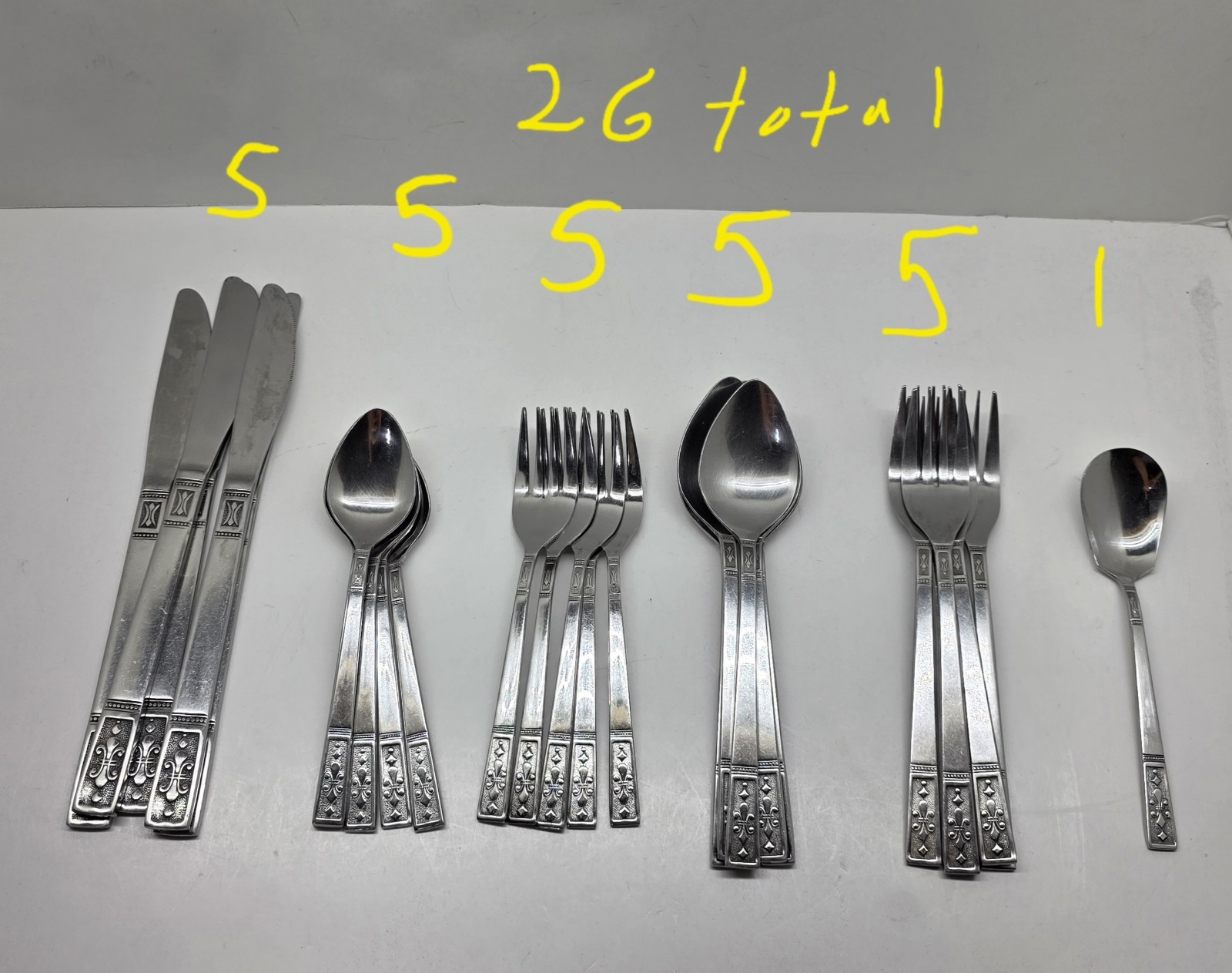 VTG MCM Stainless Flatware IIC Imperial Cortina Pattern 26 Pcs Mid Century Japan