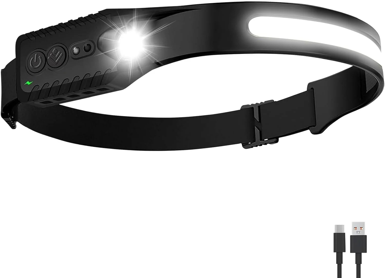 Nessciera Rechargeable LED Headlamp, 400 Lumens, USB-C, 5 Modes - Lightweight, A