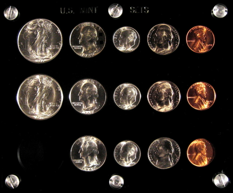 1947 P,D&S U.S. COINS GEM UNCIRCULATED SILVER MINT SET!