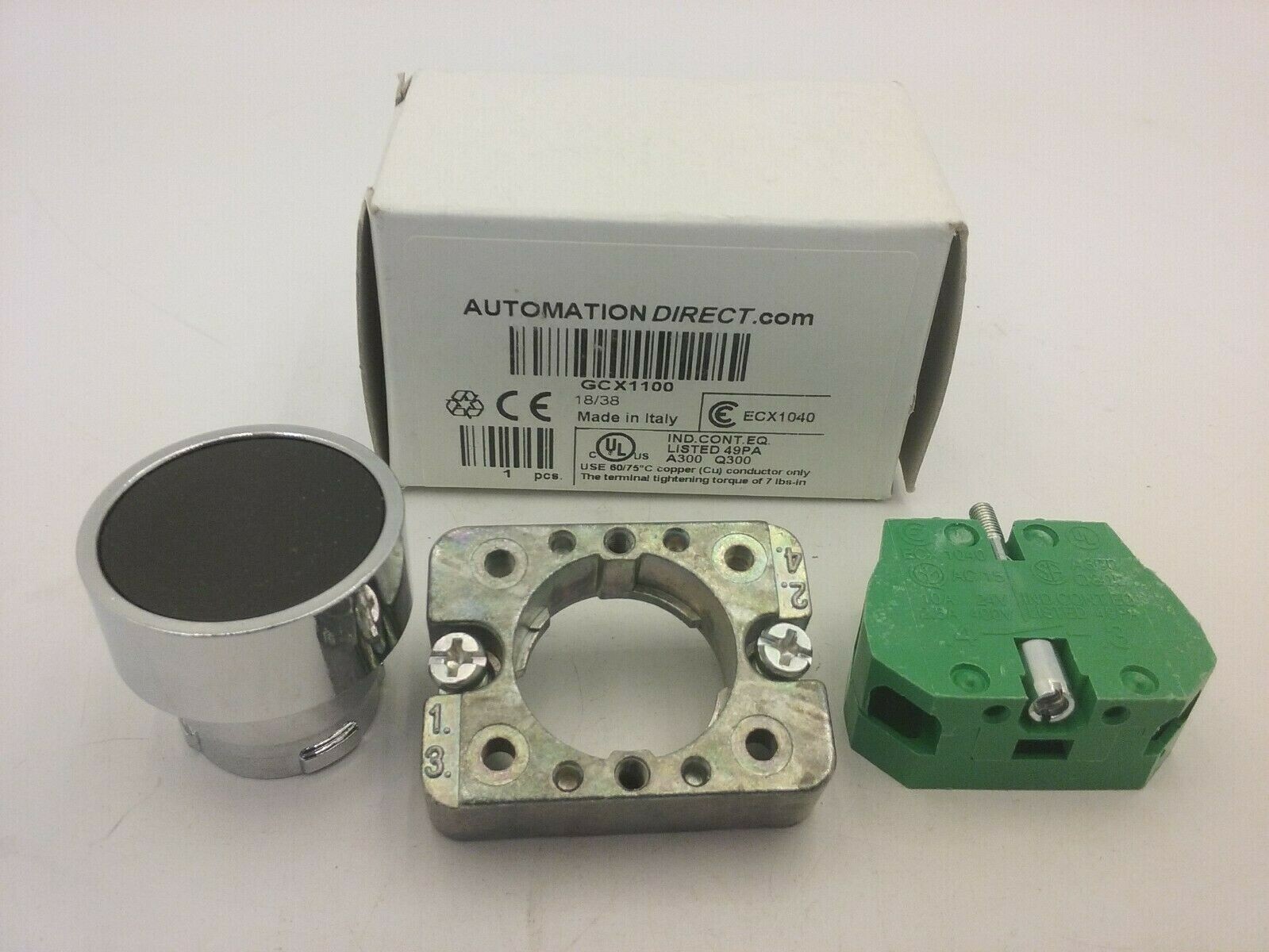 AUTOMATION DIRECT GCX1100 PUSHBUTTON BLACK MOMENTARY W/N.O. CONTACT NIB
