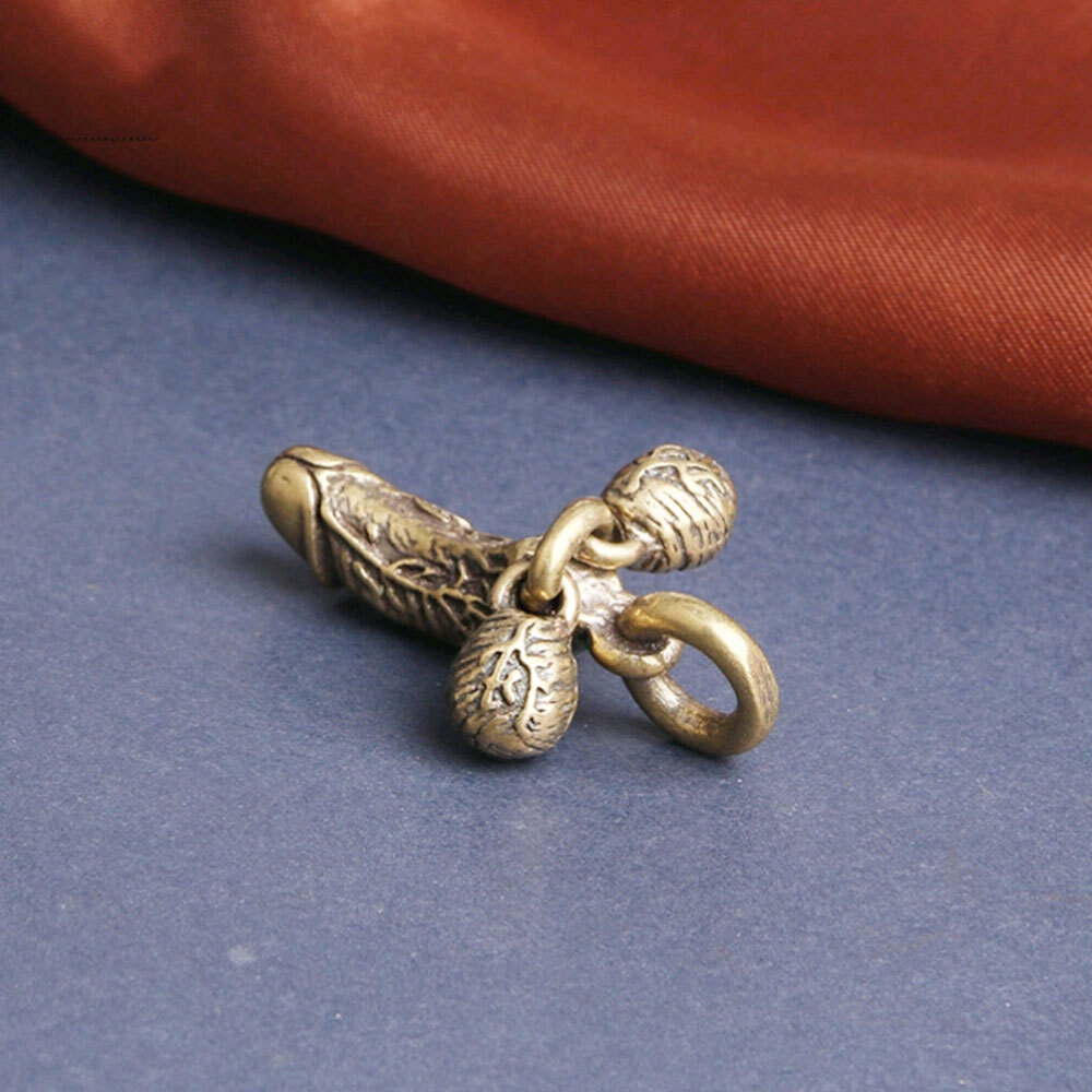 Creative Mini Brass Male Penis Pendant Car KeyChain Funny Simulation Chick Ring