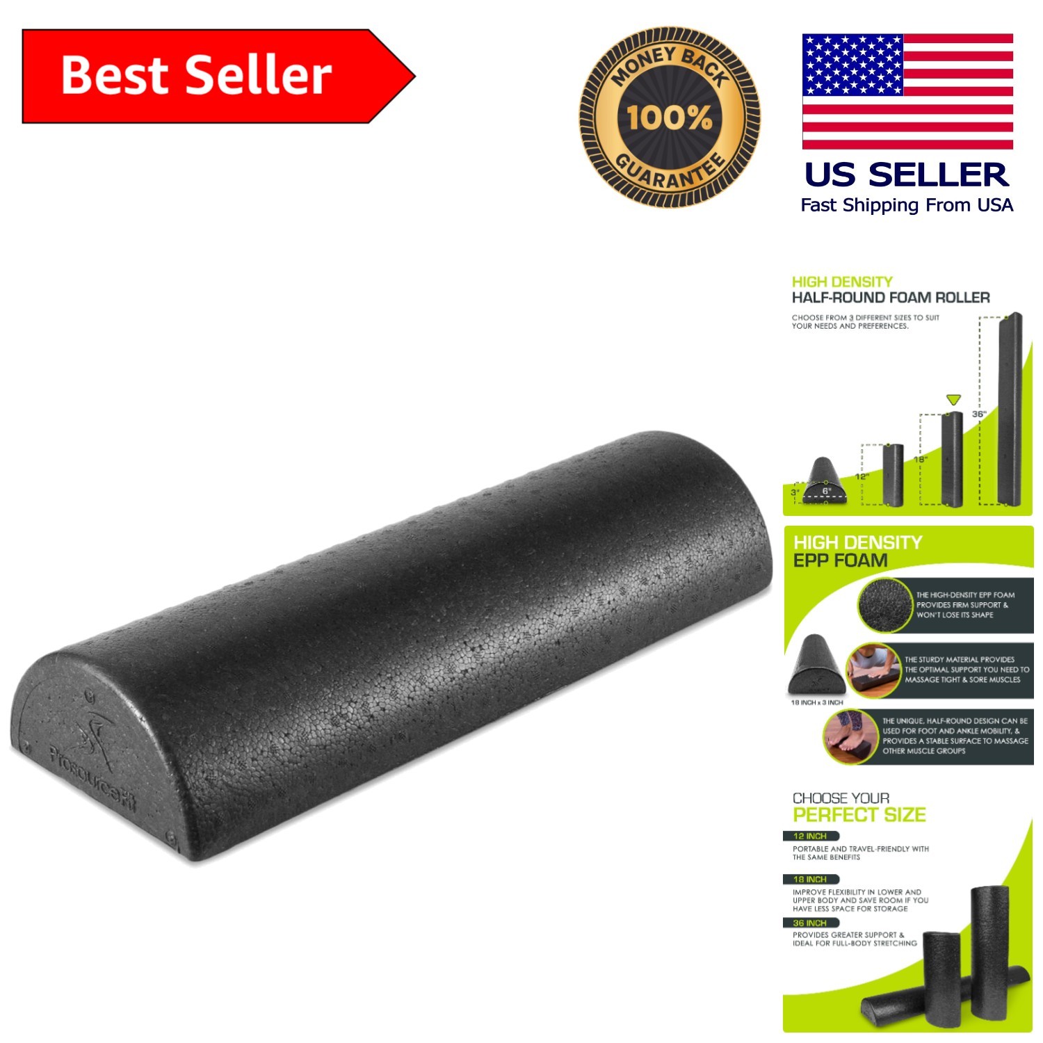Waterproof 36-Inch Foam Roller - Lightweight Support for Yoga, Pilates & Massage