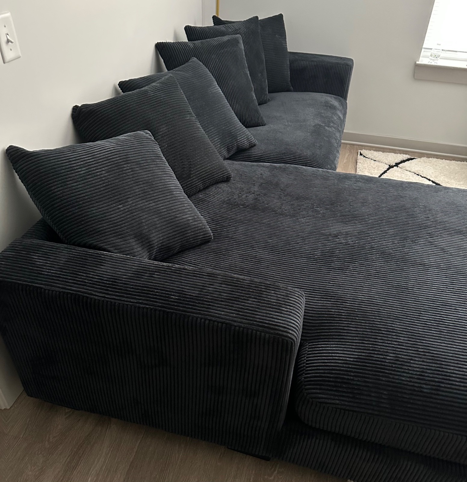 Smoke Luxe 108" Corduroy Sectional