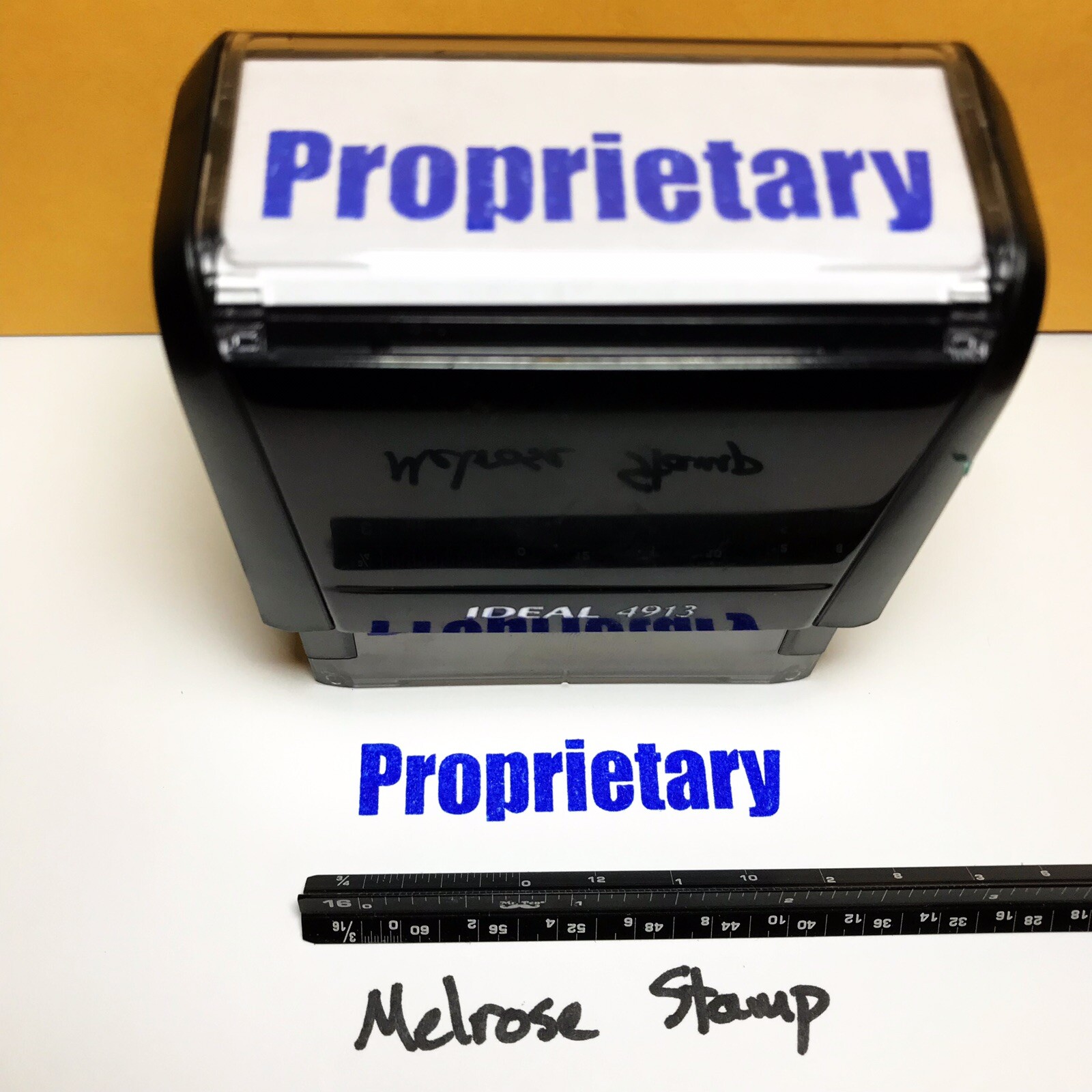 Proprietary Rubber Stamp Blue Ink Self Inking Ideal 4913