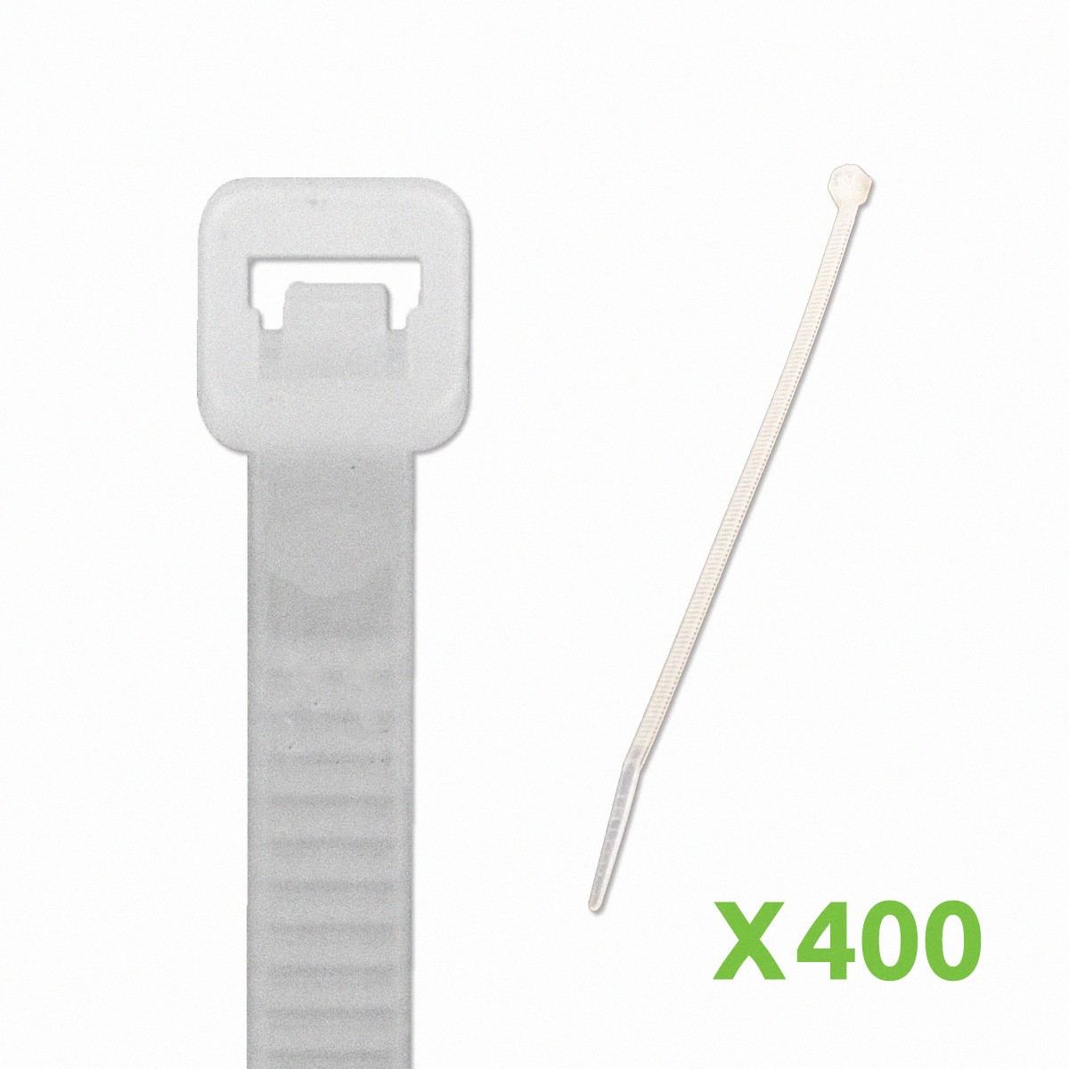 10 Inch Nylon Cable Wire Zip Tie 50 lbs - Natural White 400 Pack Lot Pcs Qty