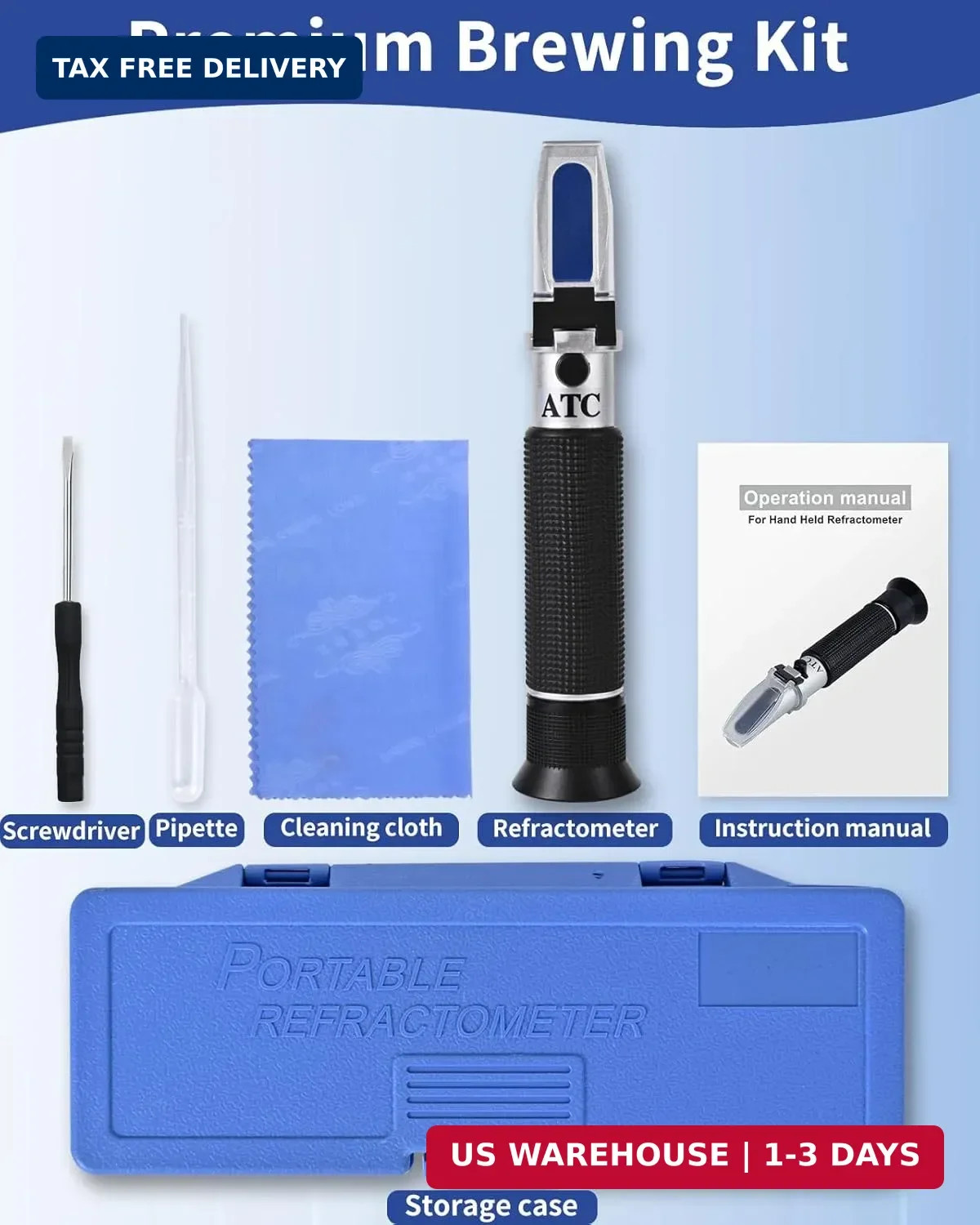 Brix Refractometer 0-90%, Brix Meter Refractometer with ATC, Accurate Refractome