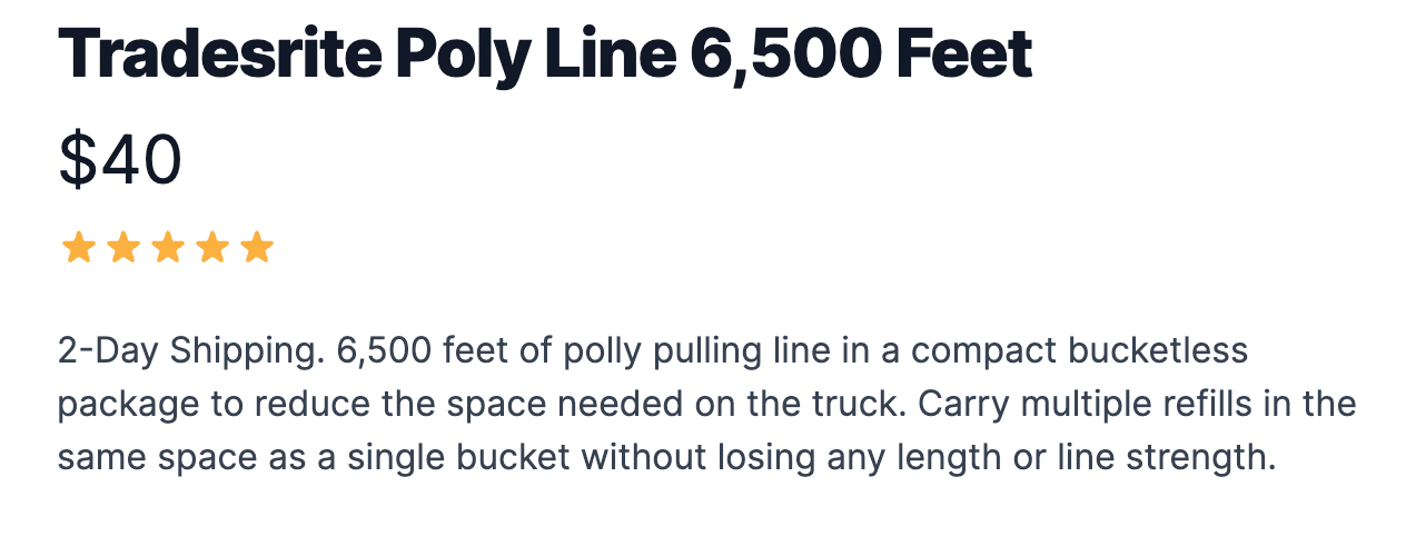 Pull Line PE 6,500 Feet for Low Voltage and Power Pulling Thru 220lbs