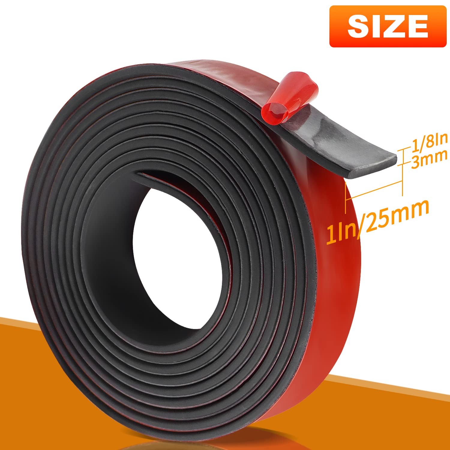 Adhesive Rubber Strips Neoprene Sheet, 1" Wide, 1/8" Thick, 10' Long