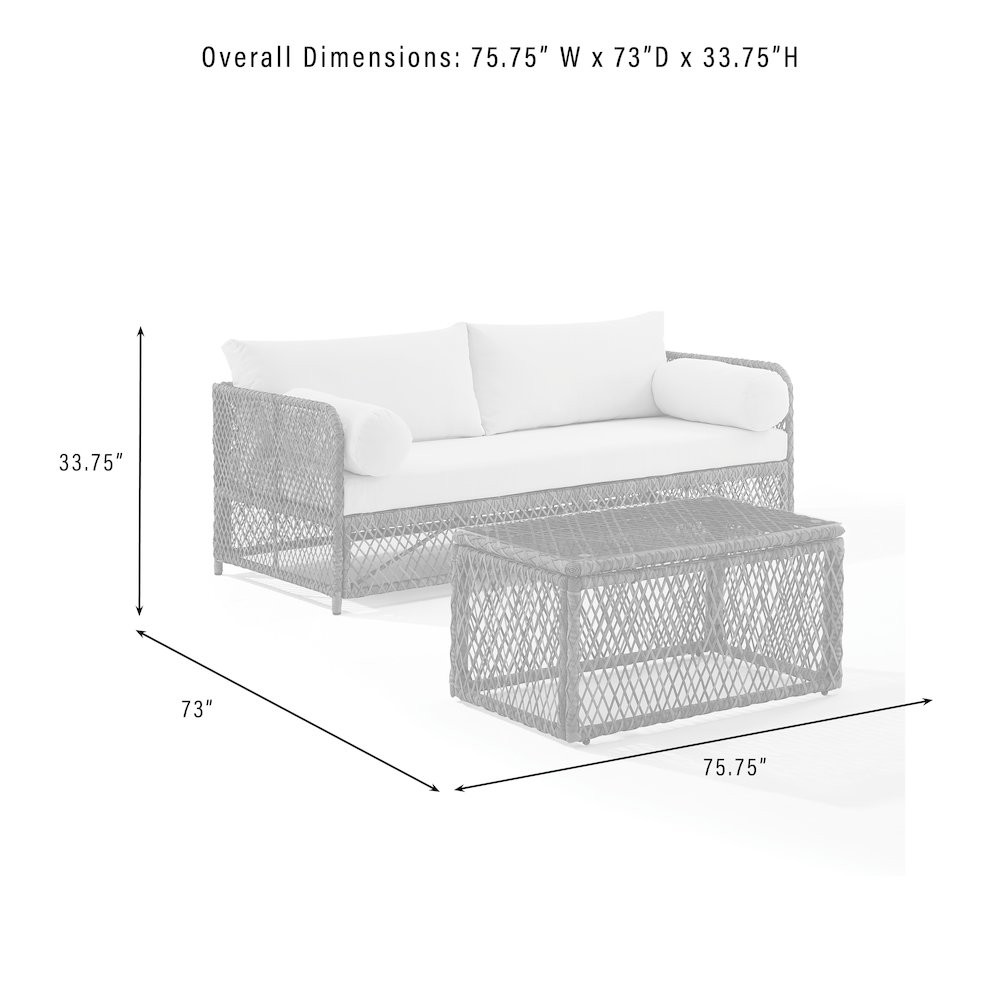 Granite Bay 2Pc Wicker Outdoor Sofa Patio Furniture Set - Sofa & Coffee Table