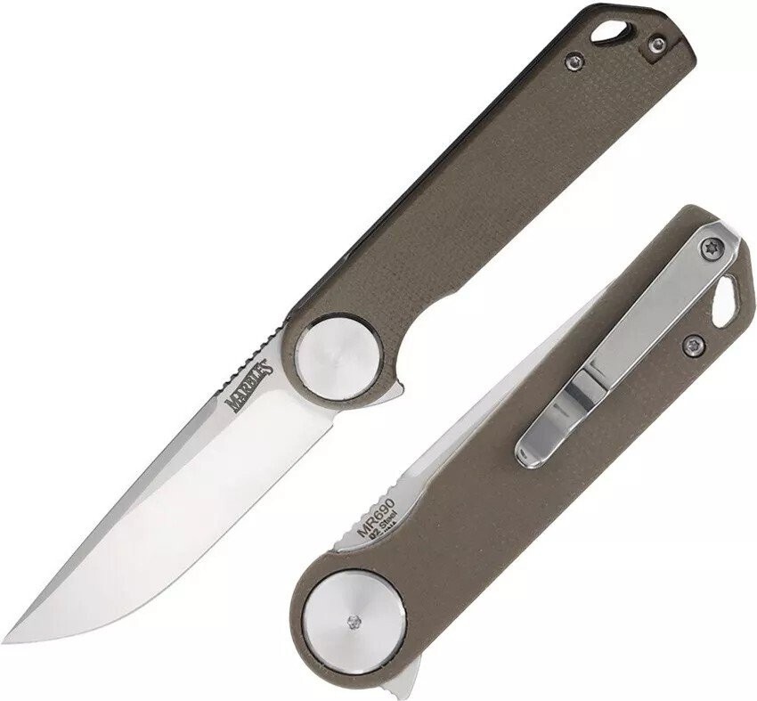 Marbles Pocket Knife 3" D2 Tool Steel Blade Canvas Micarta Handle BF018244 BROWN