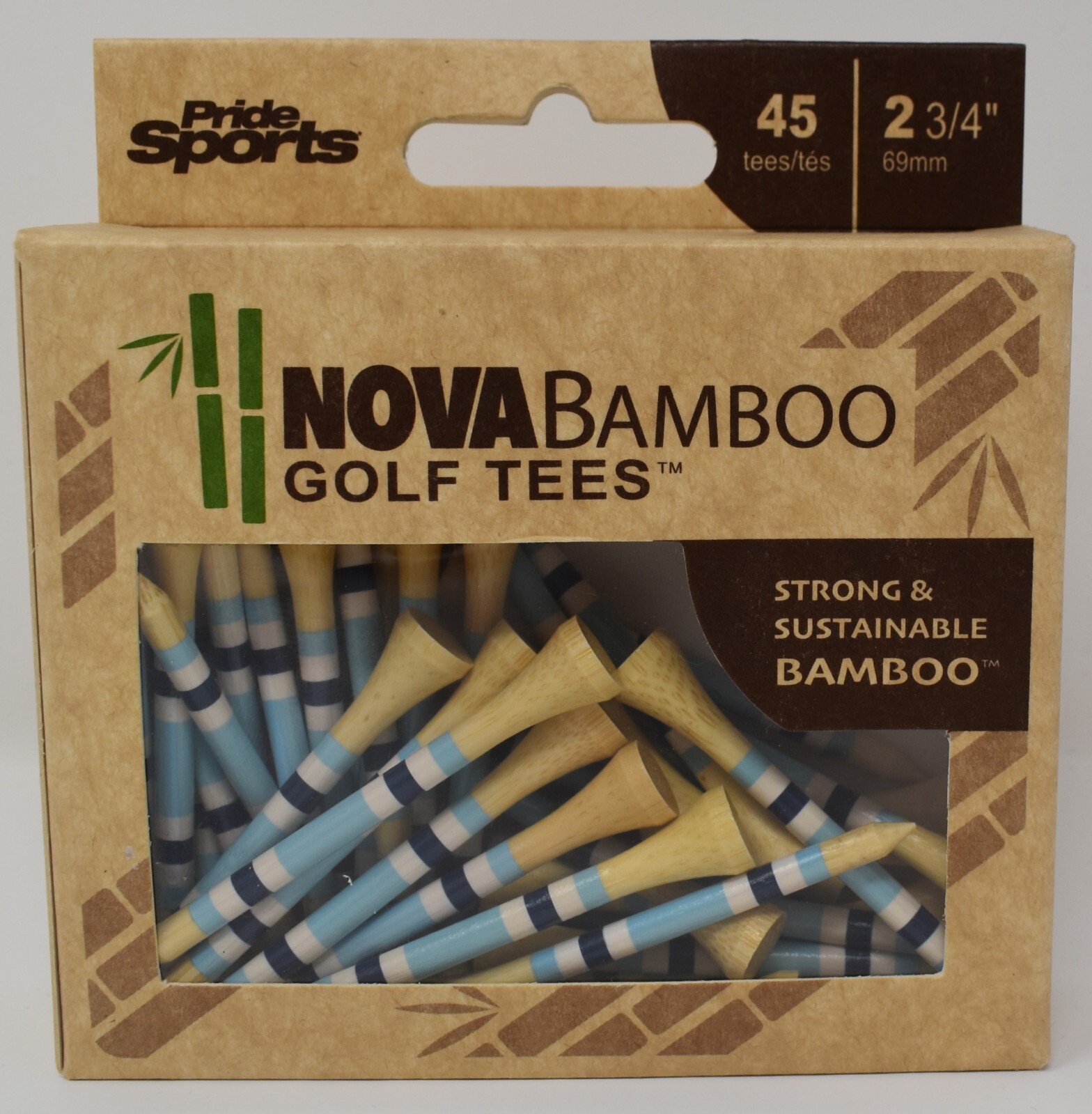 Pride Sports Nova Bamboo Golf Tees 2 3/4" 45pcs Blue New NB23445