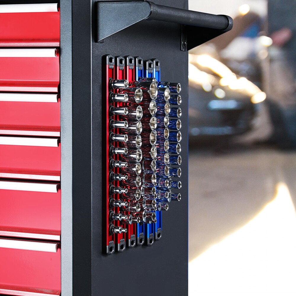 WORKPRO 6-Piece Magnetic Socket Organizer Sets Aluminum Alloy Socket Rail Holder