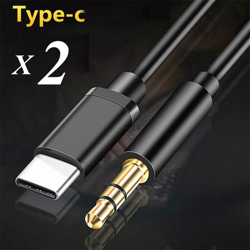 2PCS For iPhone 16 15 Pro Max USB 3.1 Type C To 3.5mm AUX Audio Car Adapter Cord