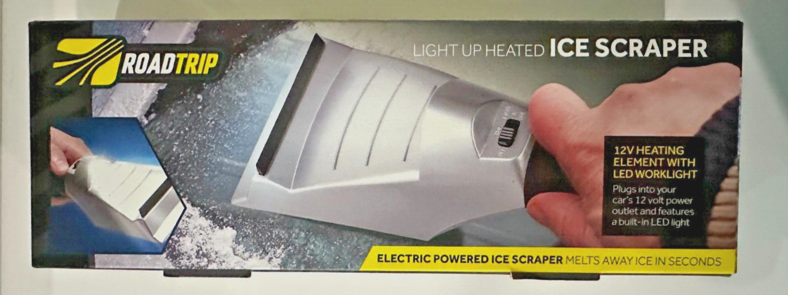 Road Trip LED Heated Ice Scraper Electric Powered with 12V Car Plug 15ft Cord