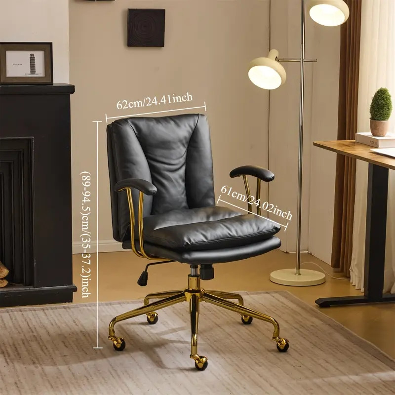 LEADZM Rolling Computer Chair for Home Office, Thick Padded Comfy Desk Armchair