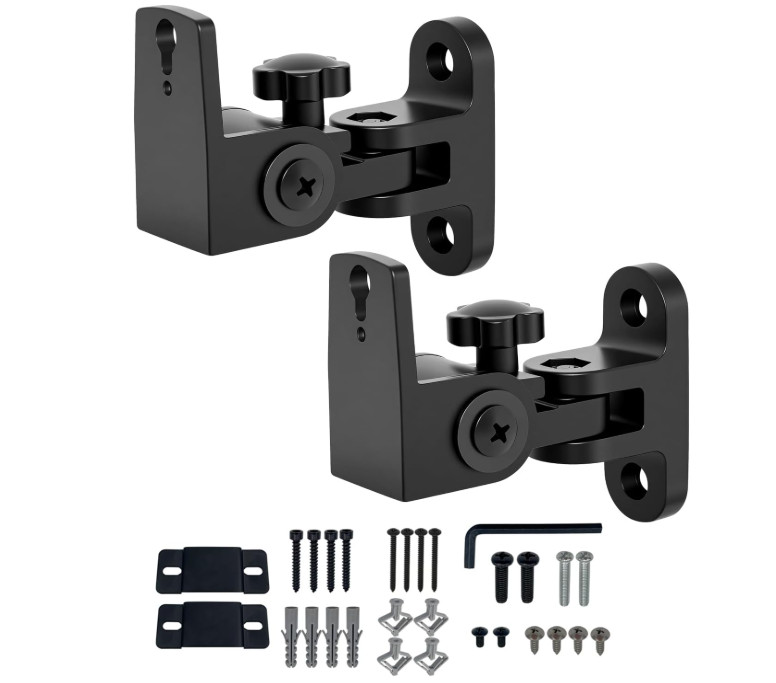 Soporte pared altavoz ajustable 120°/180°, hasta 13kg, universal negro 2pcs