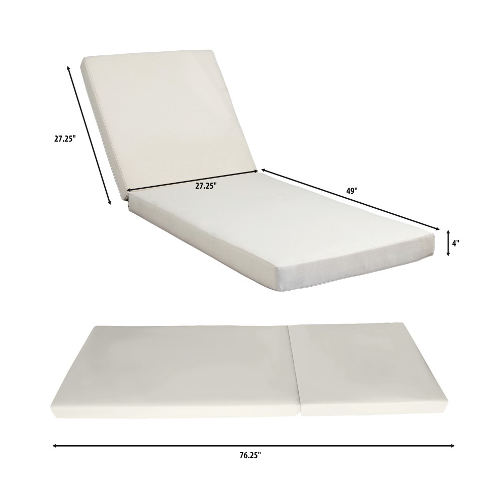 Outdoor Adjustable Sun Lounger w/ Cushion, Acacia Recliner Chair