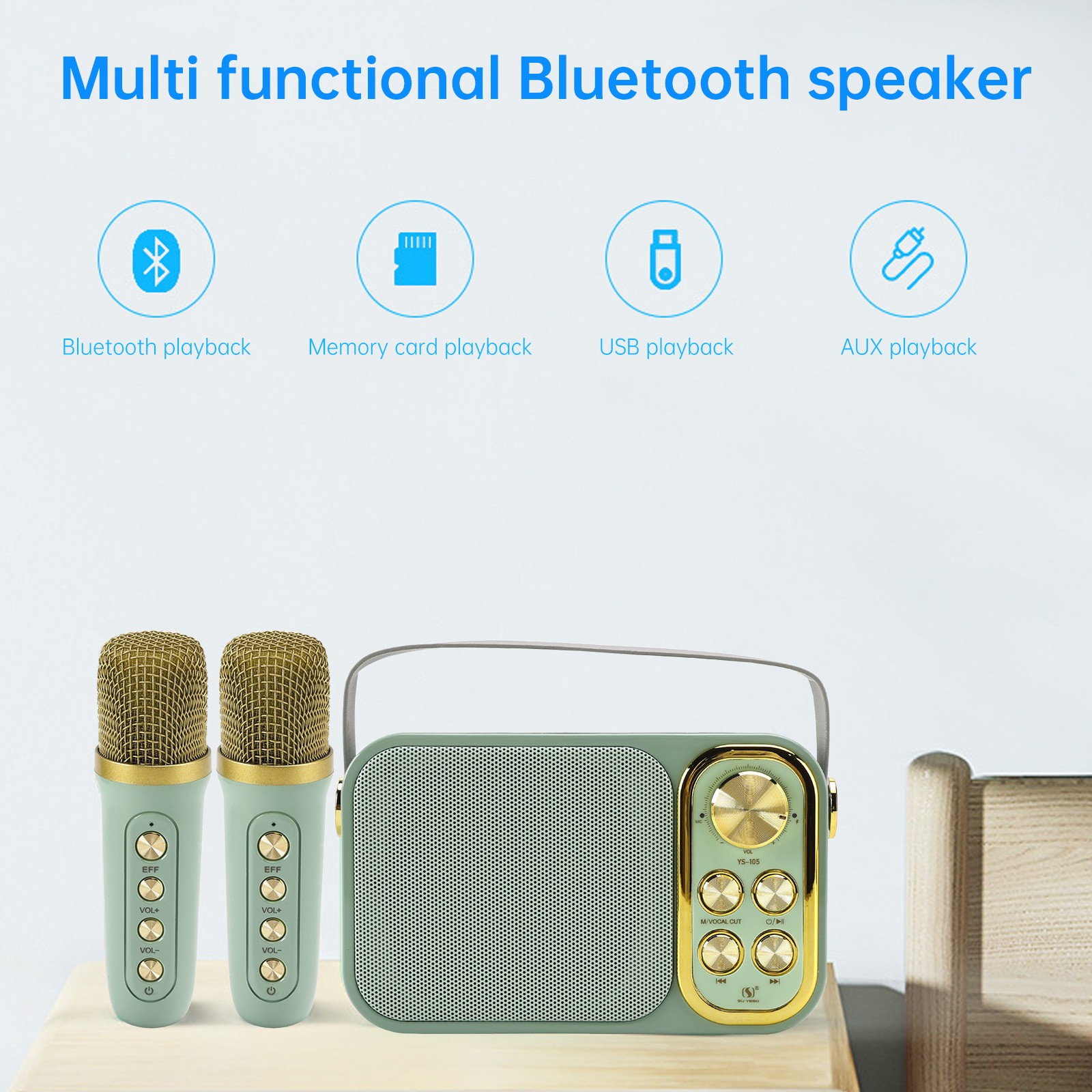 Mini Wireless Bluetooth Speaker 10W Power Home Theater Karaoke All-in-One Audio