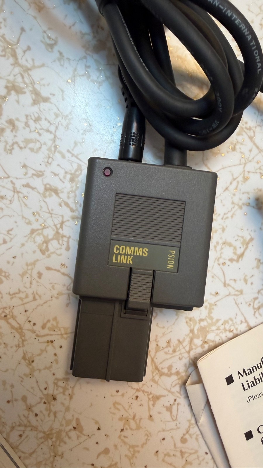 Psion Organiser II with powered comms link cable/charger 8K data pack