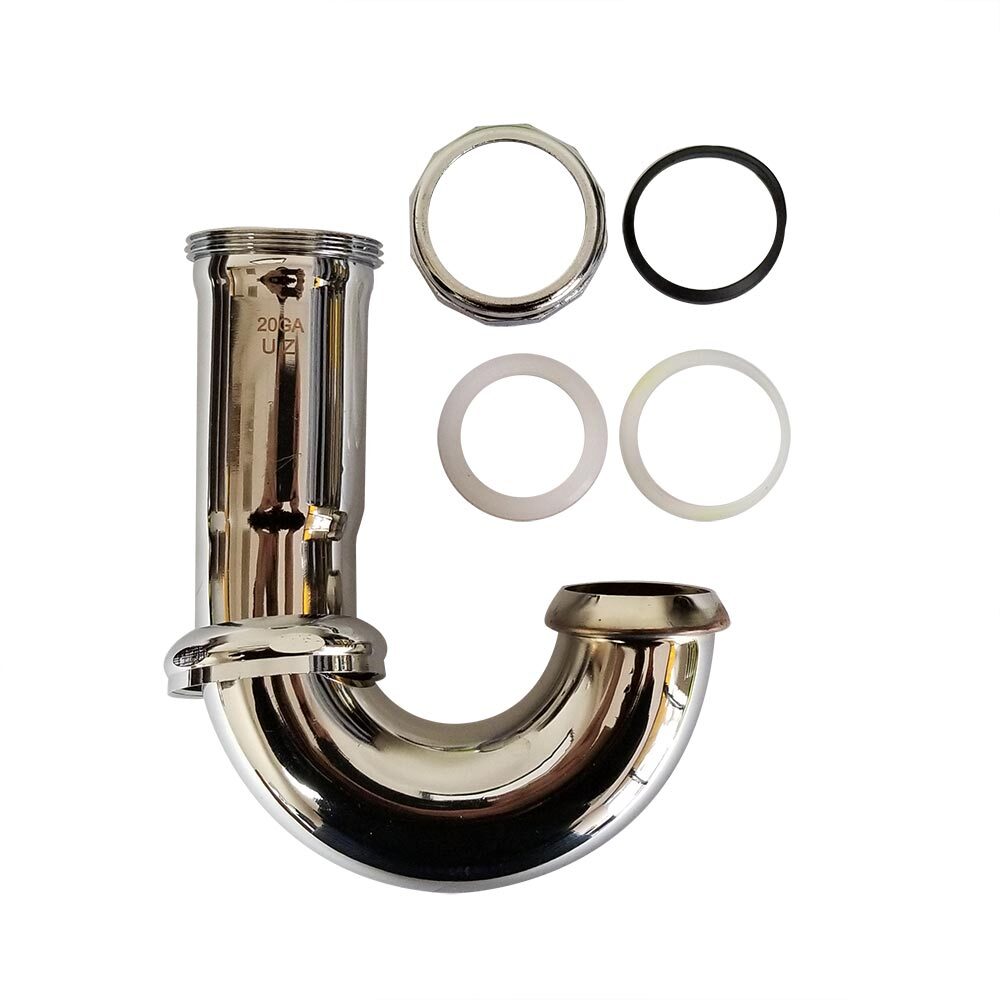 Chrome Plated Brass Hi Inlet Sink Trap J-Bend With Inverted Nut And Slip Joint
