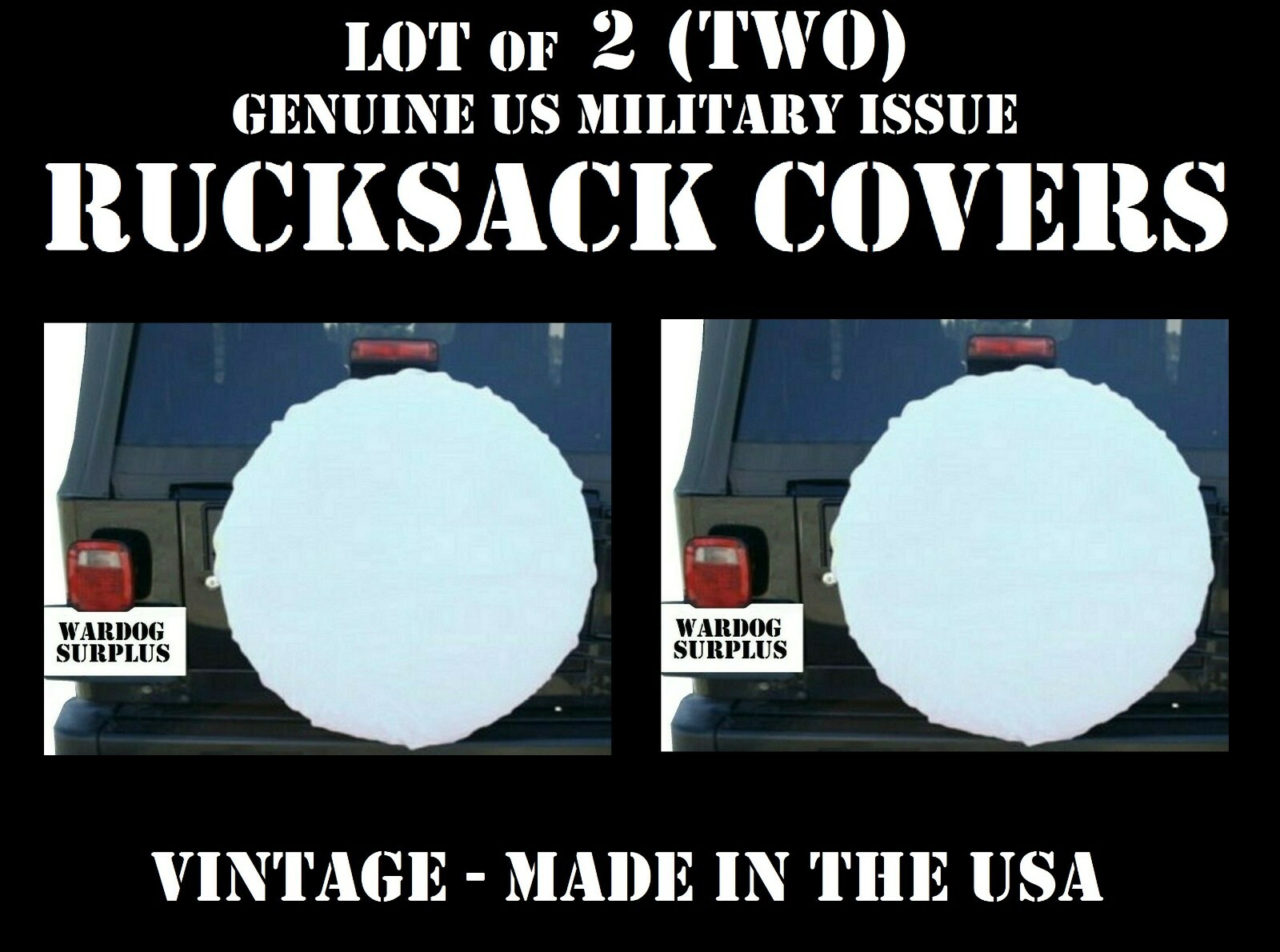LOT of 2 COVER FIELD PACK ALICE LC-1 LC-2 RUCKSACK WHITE US MILITARY SPARE TIRE