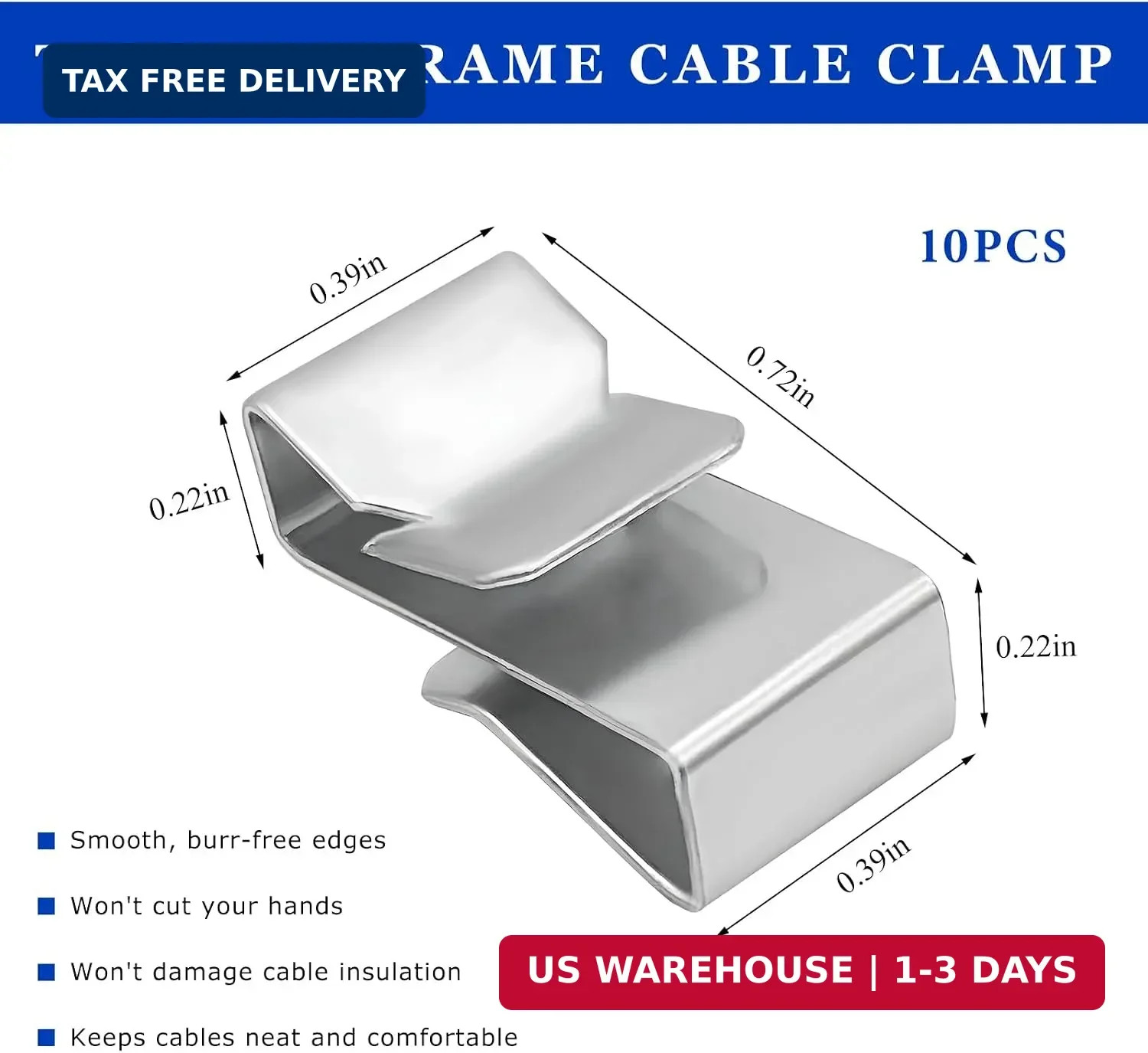 10 PCS Trailer Frame Wire Clips, 0.72"/18mm Cable Clips for Solar Panel Wiring &