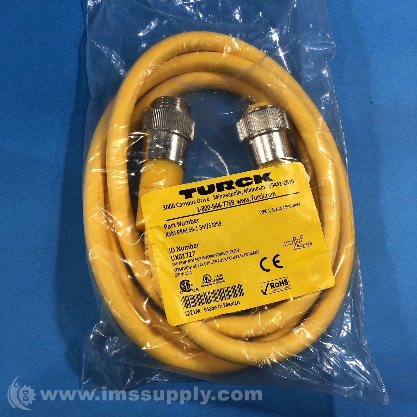 Turck RSM RKM 56-1.5M/S3059 Double-ended Cordset FNFP