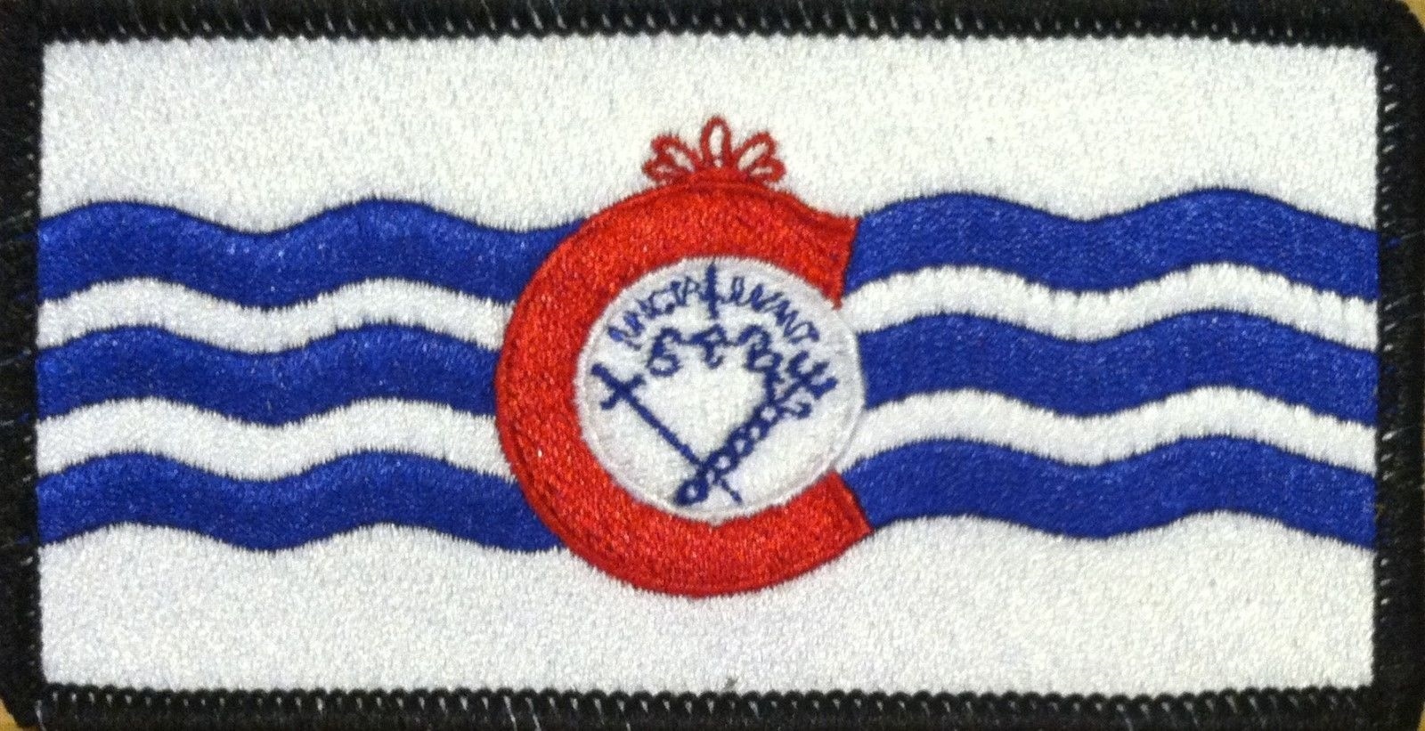 Cincinnati Ohio Flag Military Patch With Hook Adhesive Fastener BLACK BORDER #19