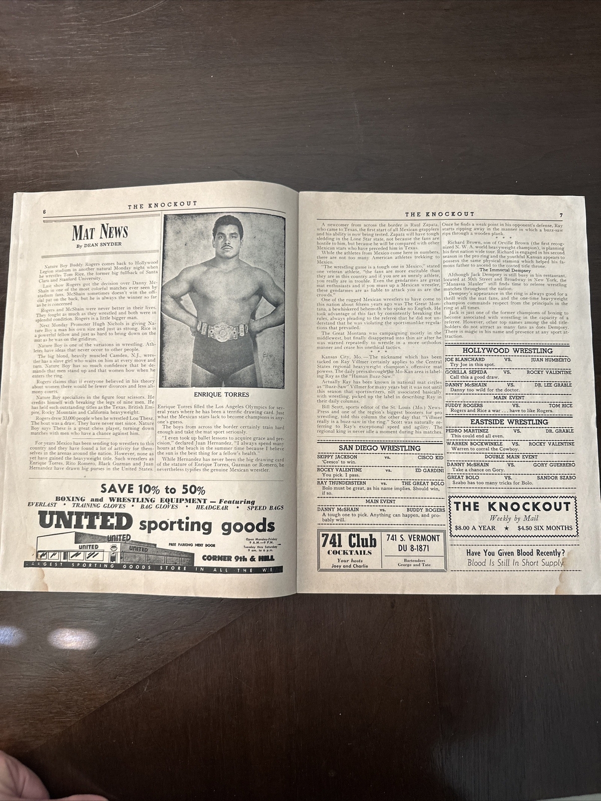 1955 Boxing Program Rocky Marciano vs Don Cocker