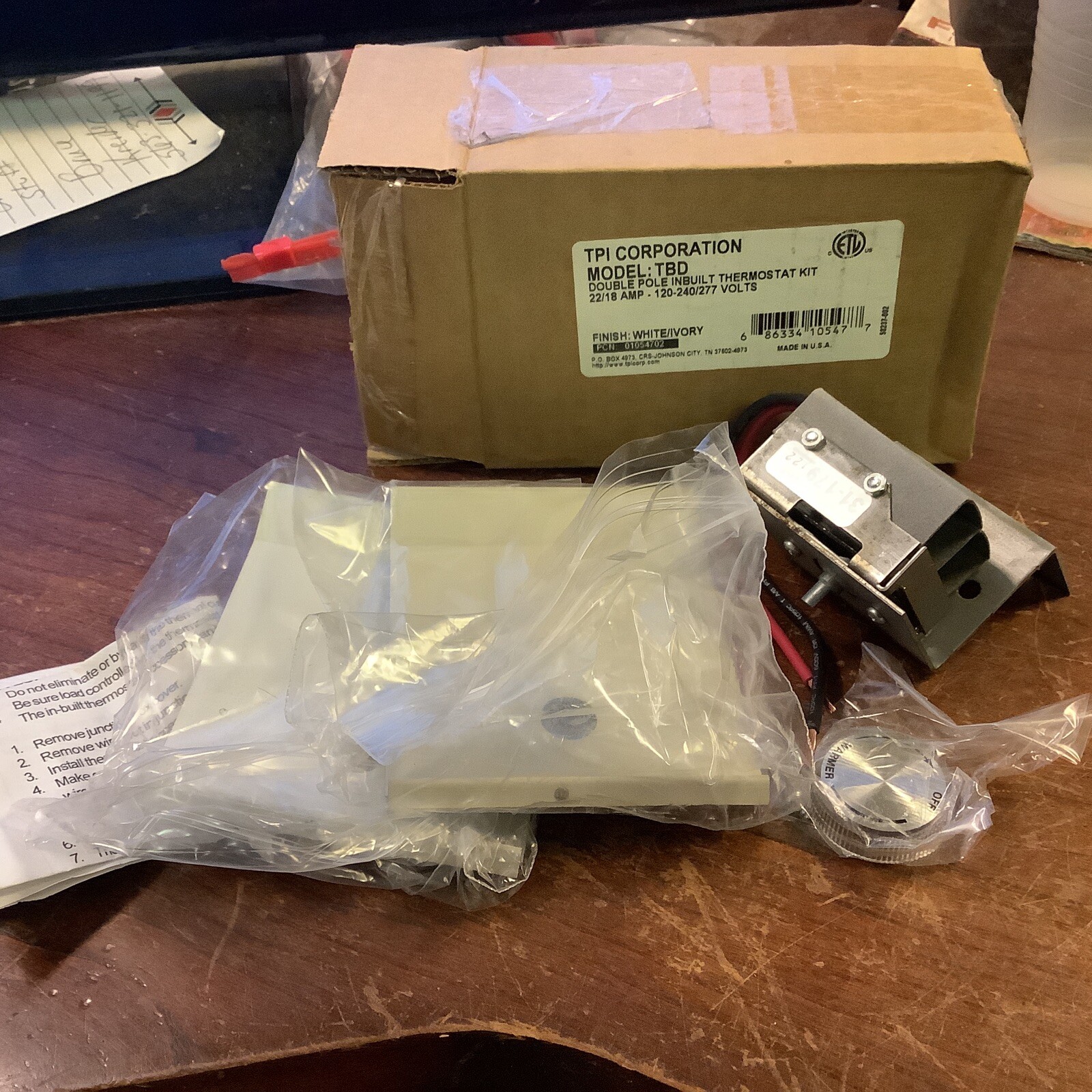 TPI Corp Model:TBD Heater Thermostat Kit,Double Pole 22-Amps 120/240 Volts