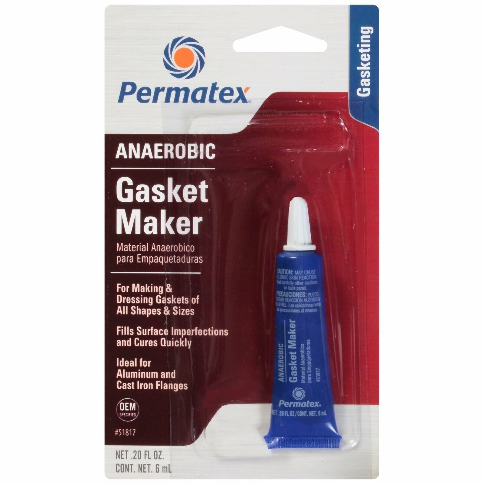 Permatex 51817 Anaerobic Gasket Maker, 6 ml Tube
