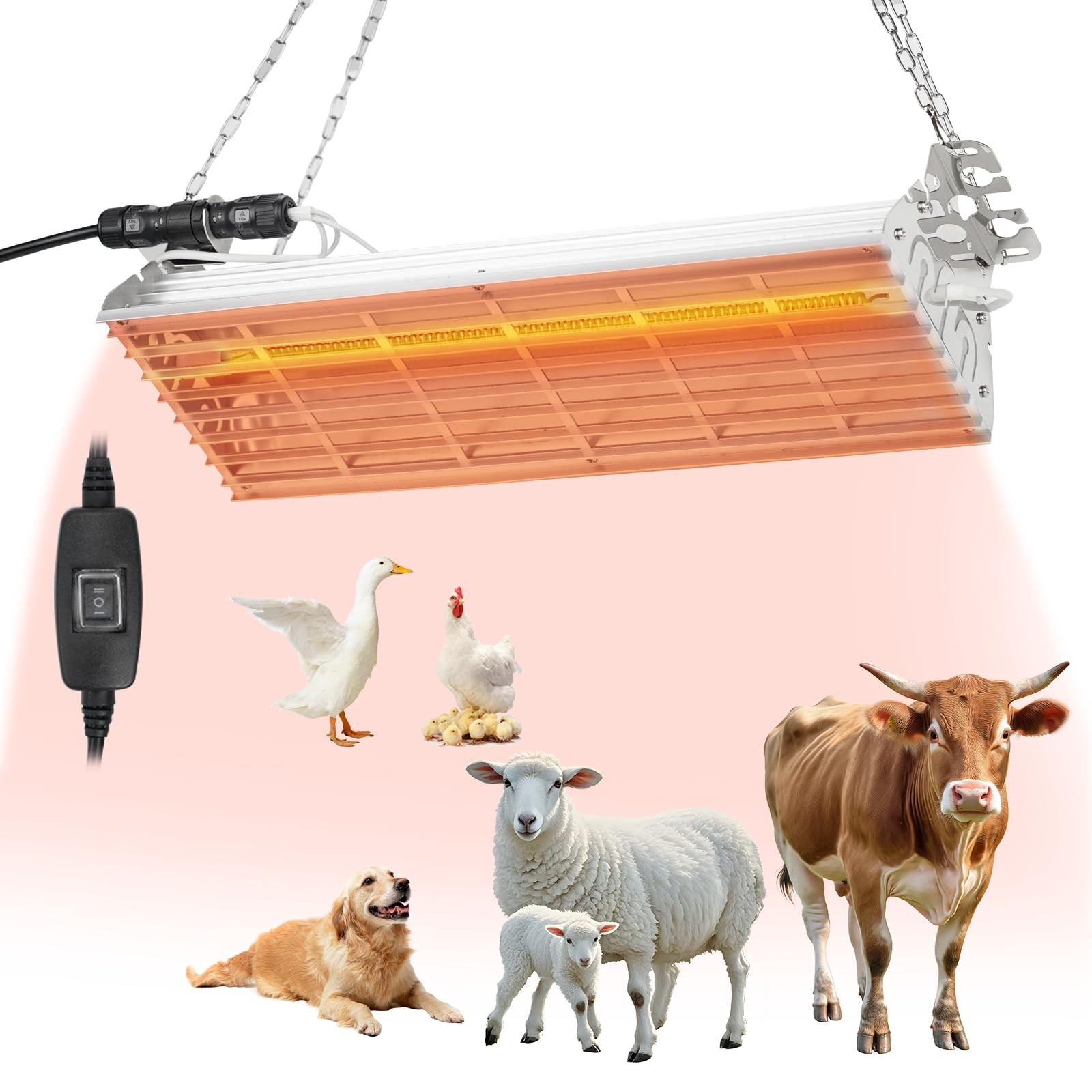 Large Heat Lamp for Chicken Coop, 400 Watts Carbon Fiber Chicken coop Heater,...