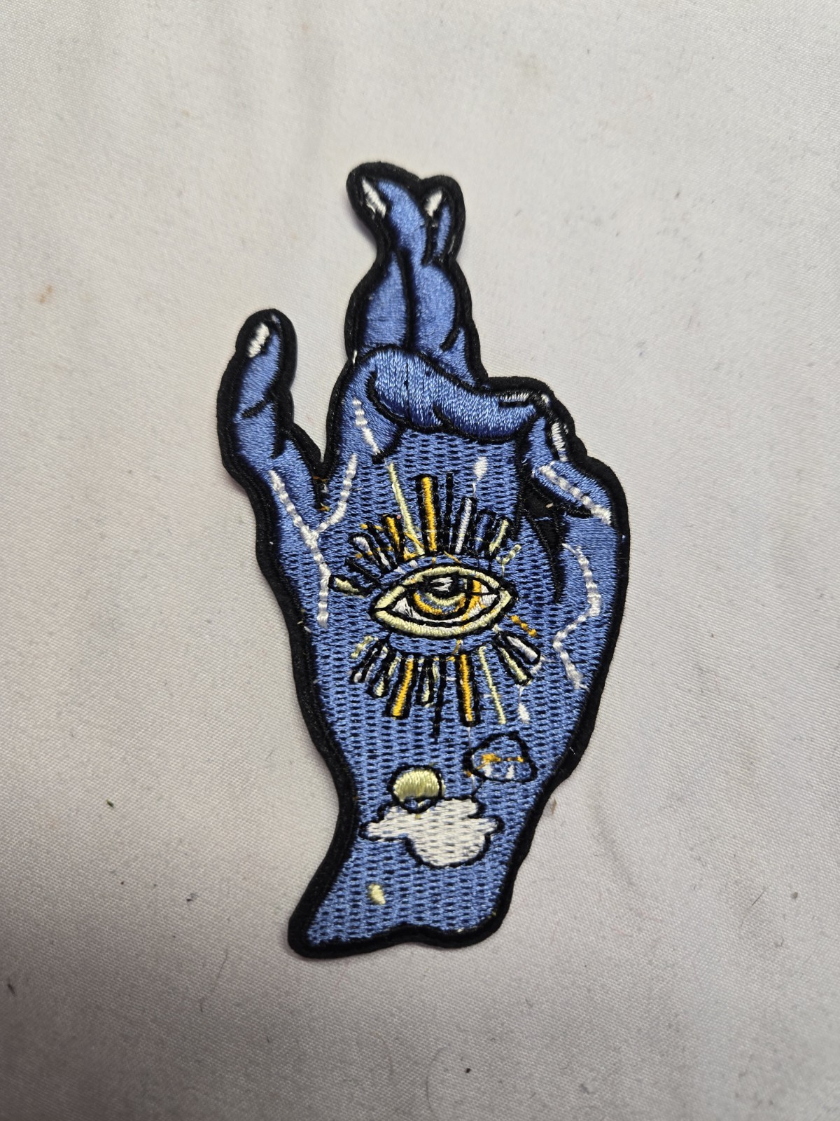 Good Luck Fingers Crossed Celestial All Seeing Eyes Embroidered Iron On Patch 4"