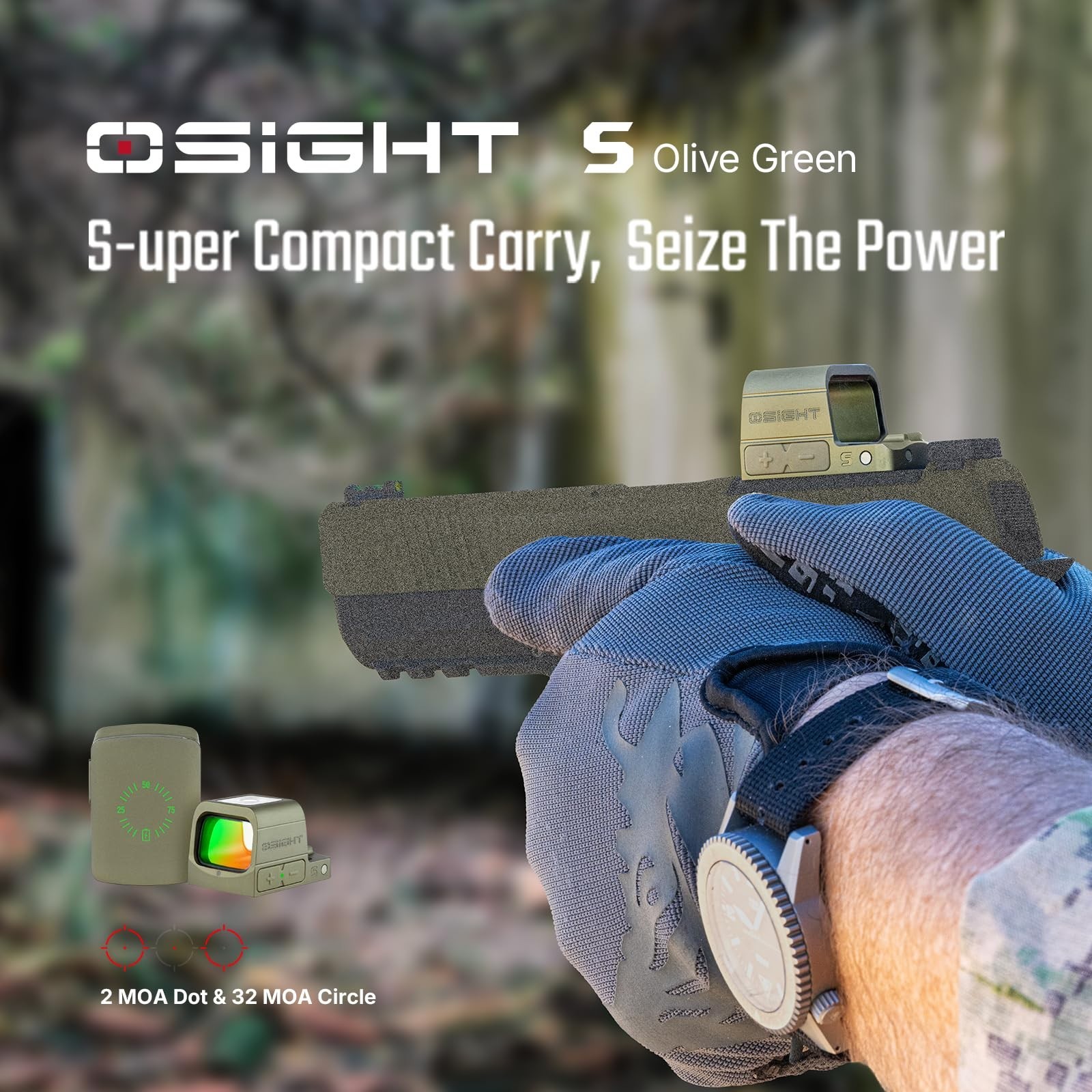 Olight Osight S, 2MOA Dot + 32MOA Circle Red Dot Sight with Charging Cover