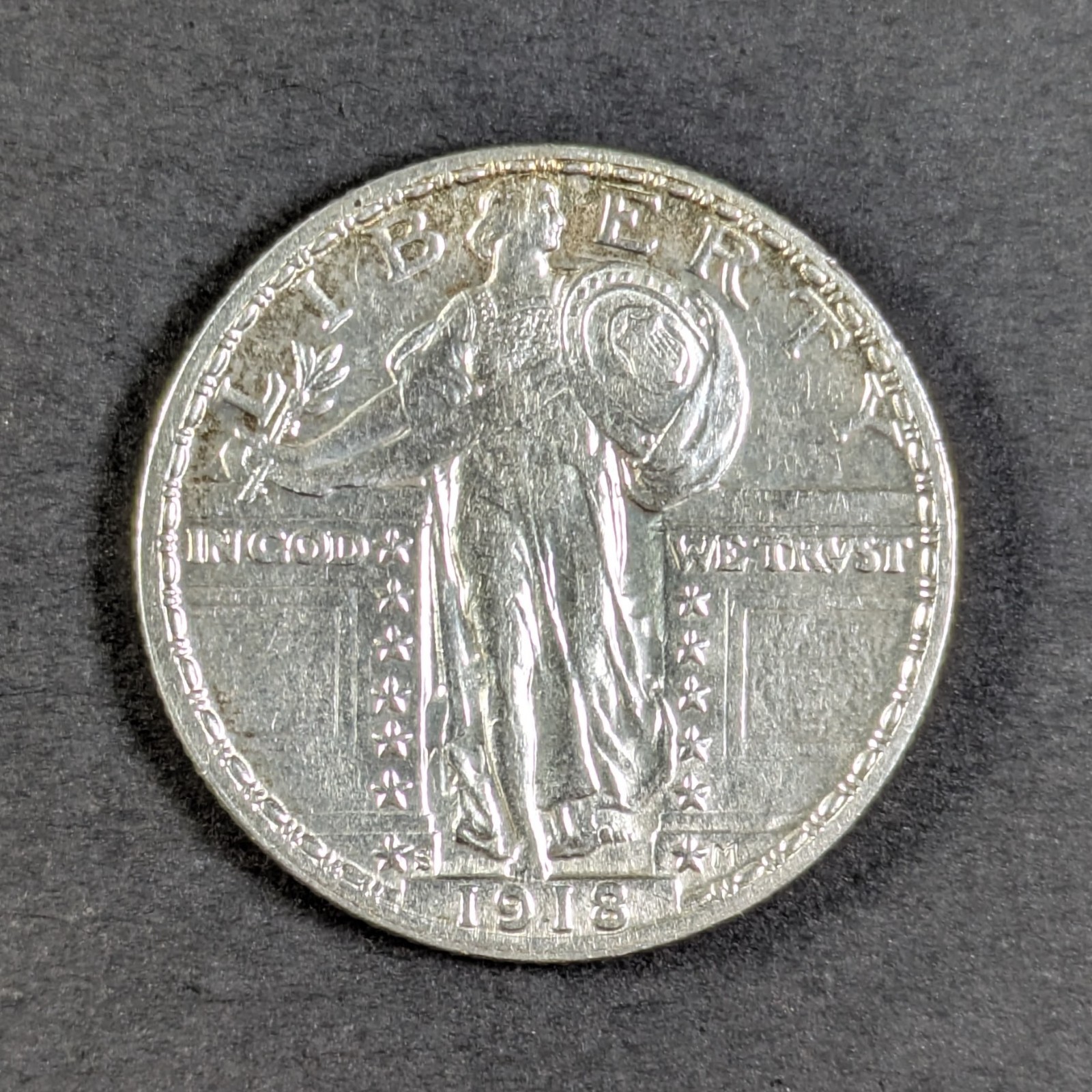 1918 S Standing Liberty Silver Quarter CH AU