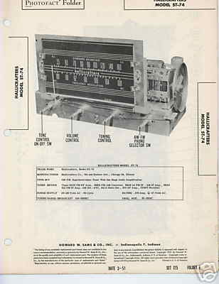 Hallicrafters ST-74 Tuner-Sams Photofact Tech Docs
